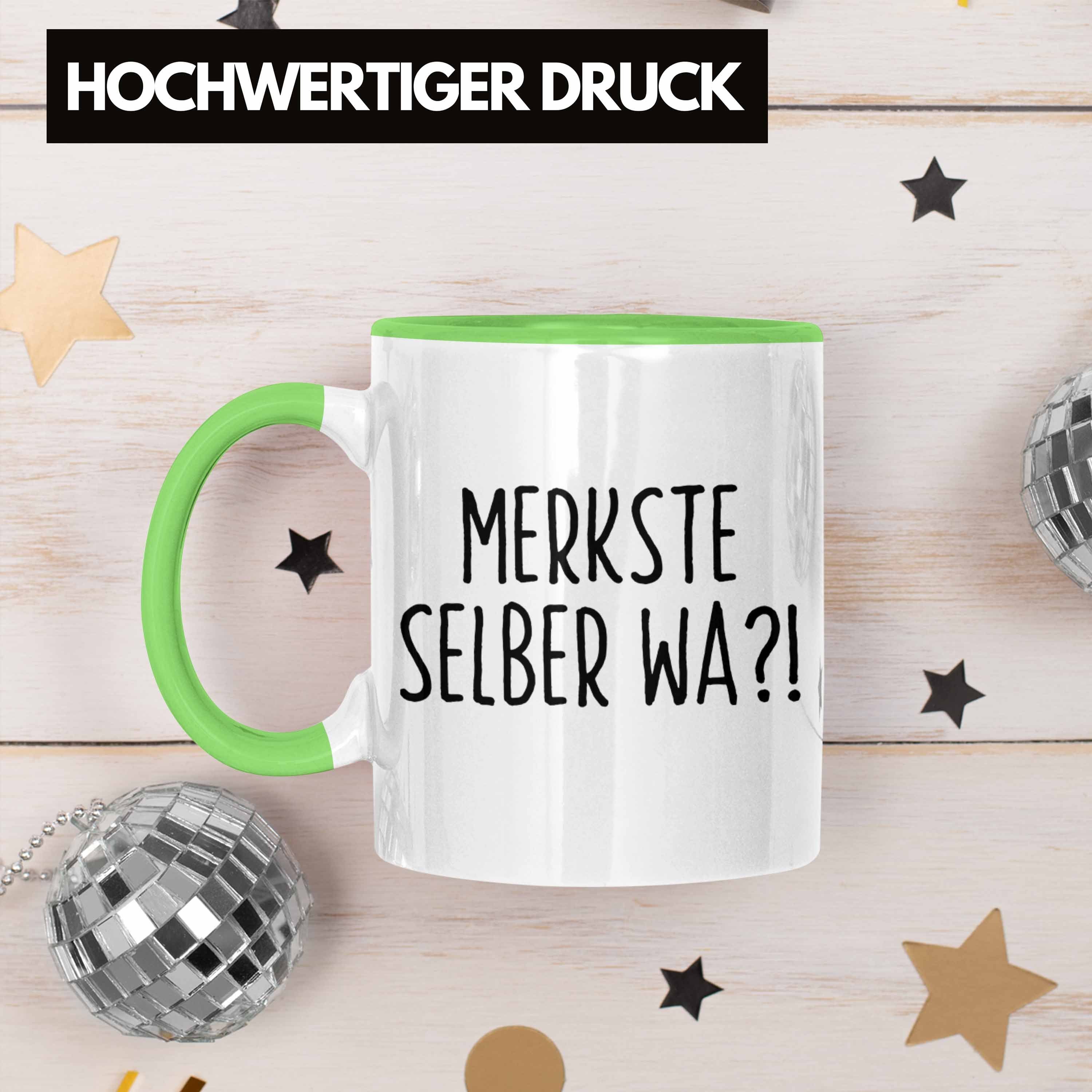 Geschenk Tasse Kaffeebecher Büro Spruch mit Grün Tasse Trendation Merkste Humor Selber Wa