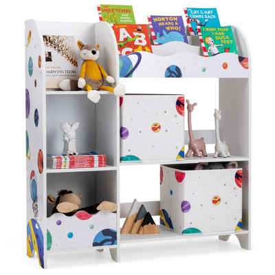 COSTWAY Bücherregal, Kinder, Spielzeugregal mit 5 Fächern, 2 Boxen & Regalen