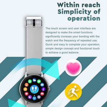 findtime Smartwatch (1,28 Zoll, Android, iOS), Armbanduhrmit Blutdruckmessgerät,Herzfrequenzmonitor und Schlafmonitor