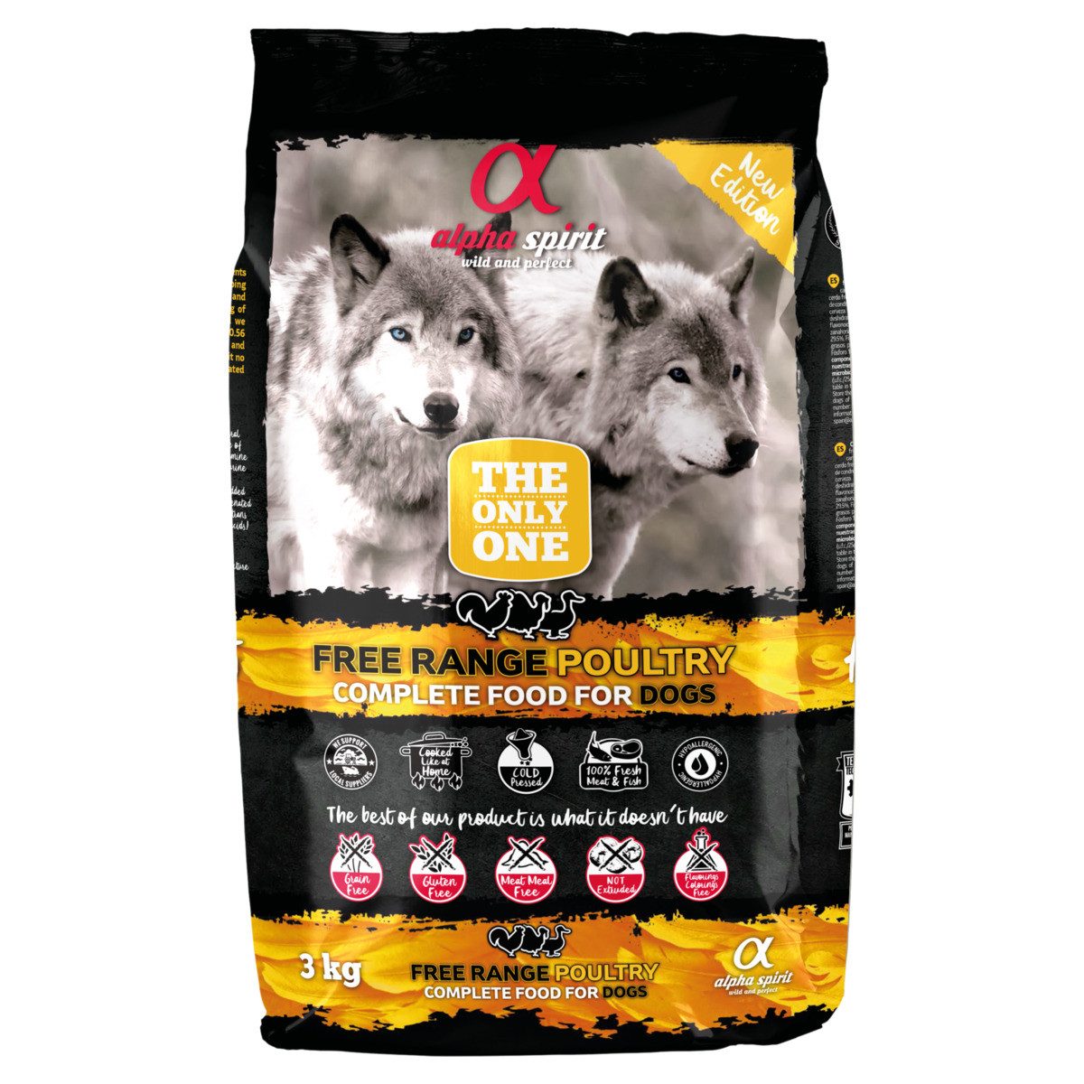 Alpha Spirit The Only One Freiland-Geflügel 3 kg, Trockenfutter für: Hund