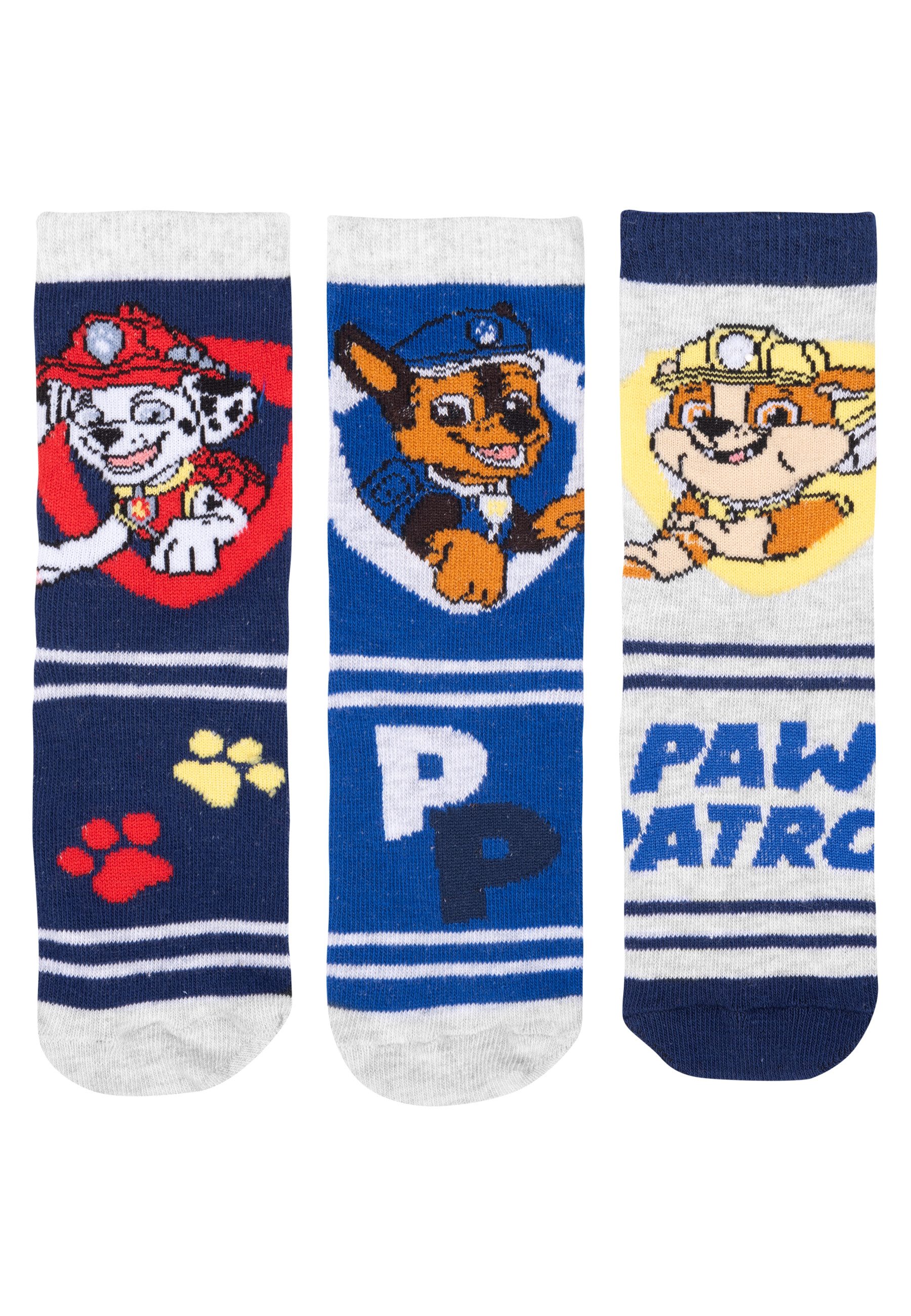 United Labels® Socken Paw Patrol - Chase, Marshall und Rubble - (3er Pack)