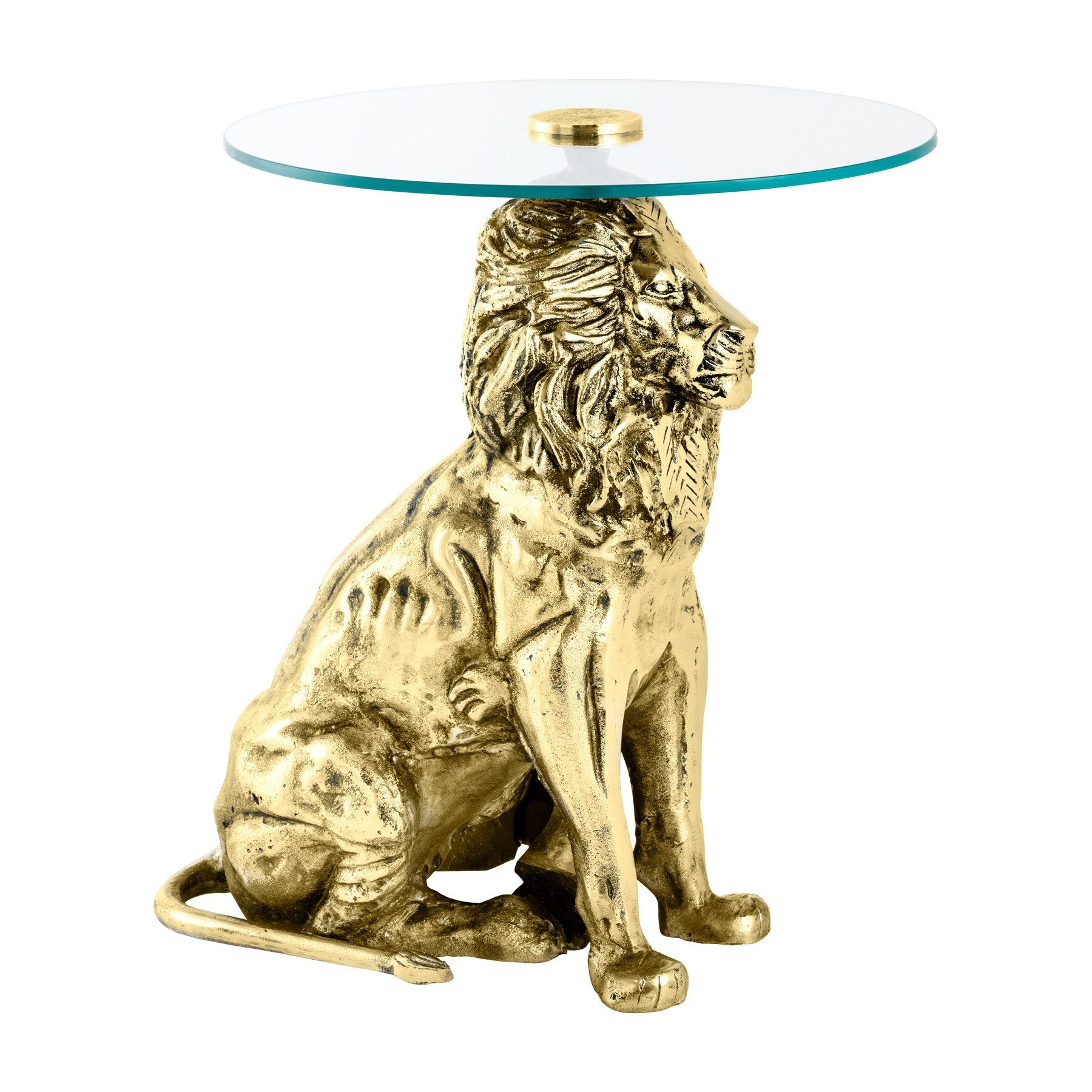 riess-ambiente Beistelltisch WILDLIFE LION 60cm gold antik / transparent · günstig online kaufen