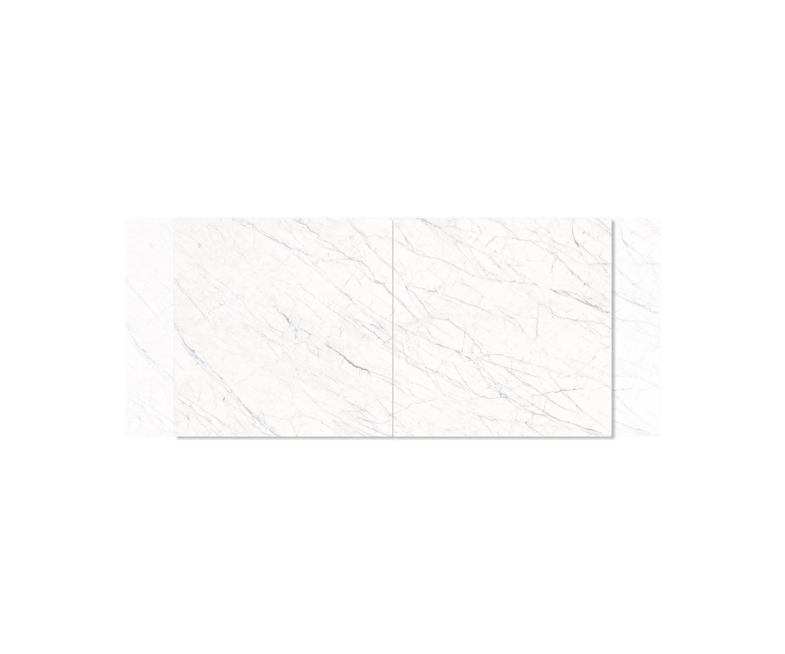 DELIFE Esstisch Edge, Laminam® Silber Keramik 180-220x90cm Mittelfuß Kreuz Ausziehbar Weiß