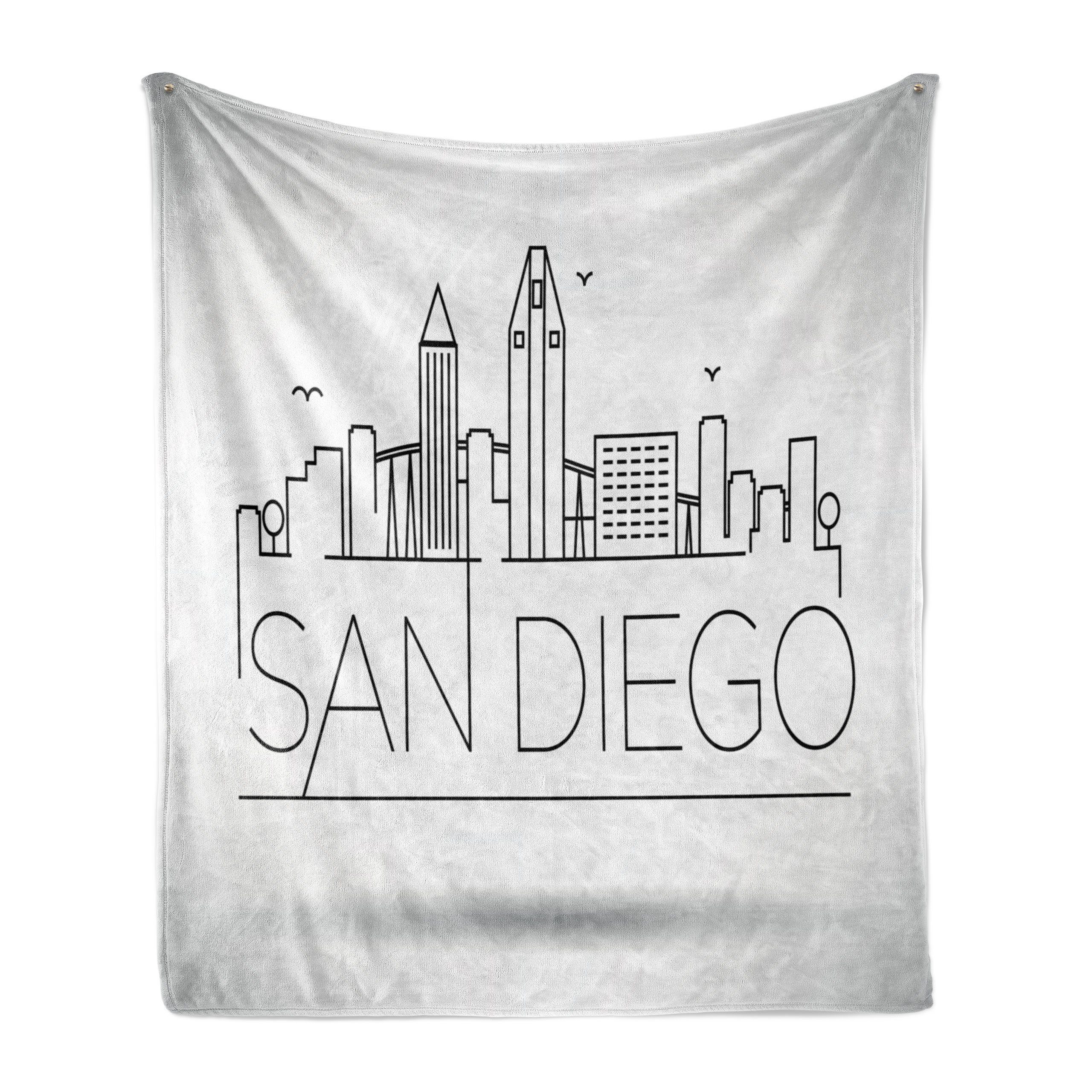 Plüsch Gemütlicher San Innen- für Wohndecke Typografische Skyline und Außenbereich, City den Abakuhaus, Diego
