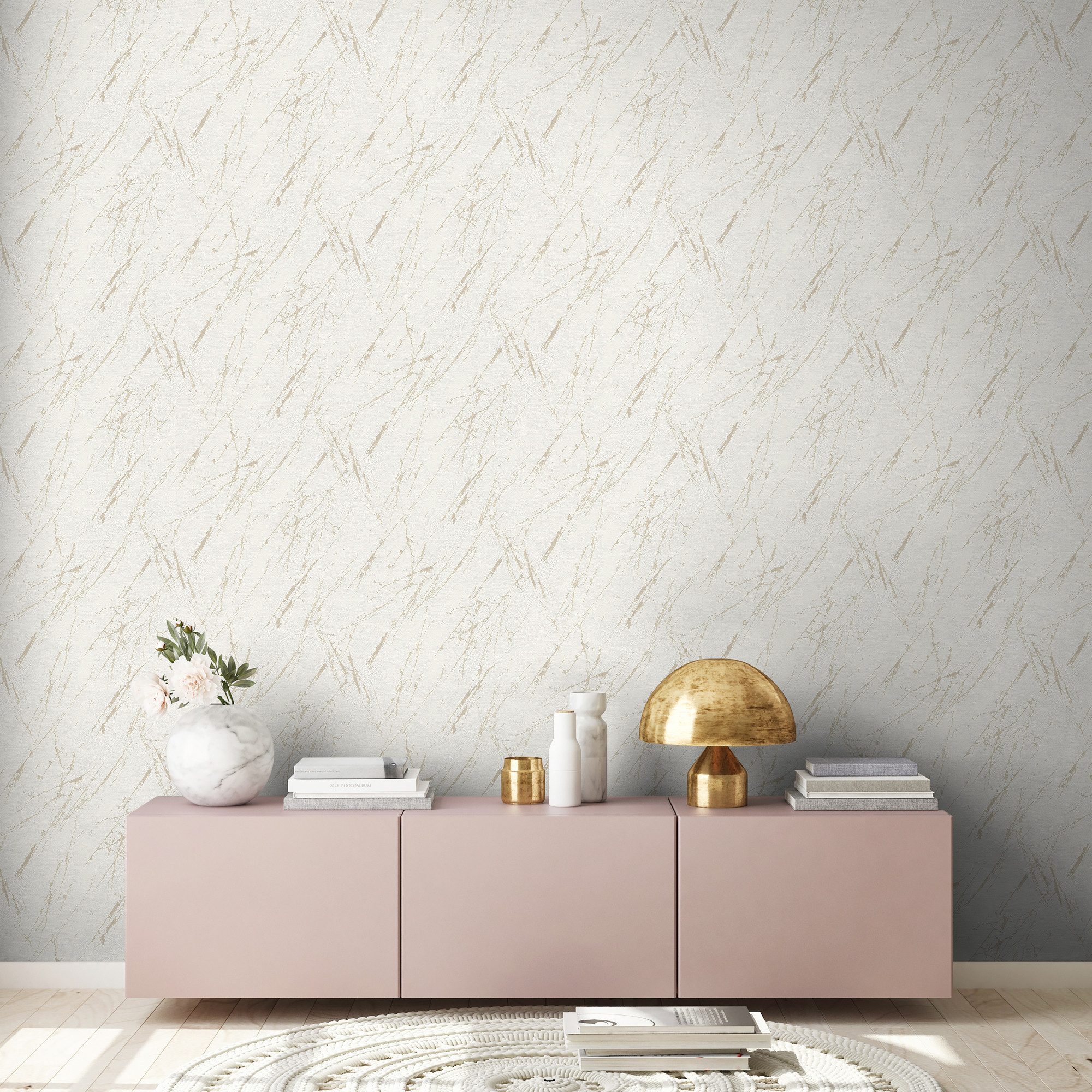 A.S. Création Vliestapete mit Marmoroptik Weiß Metallic 10,05 m x 0,53 m günstig online kaufen