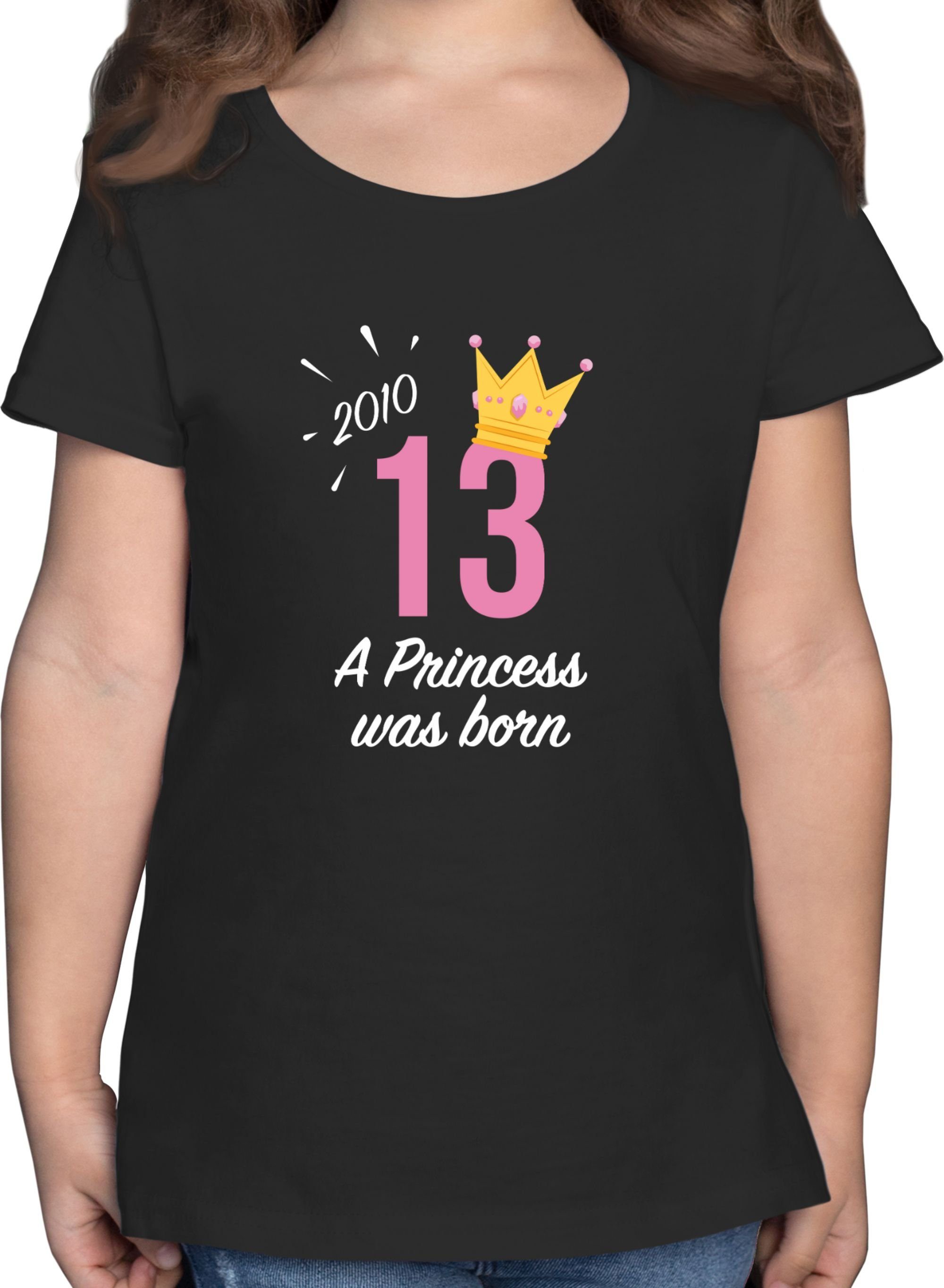 Princess 13. 2010 Dreizehnter T-Shirt 1 Mädchen Schwarz Geburtstag Shirtracer