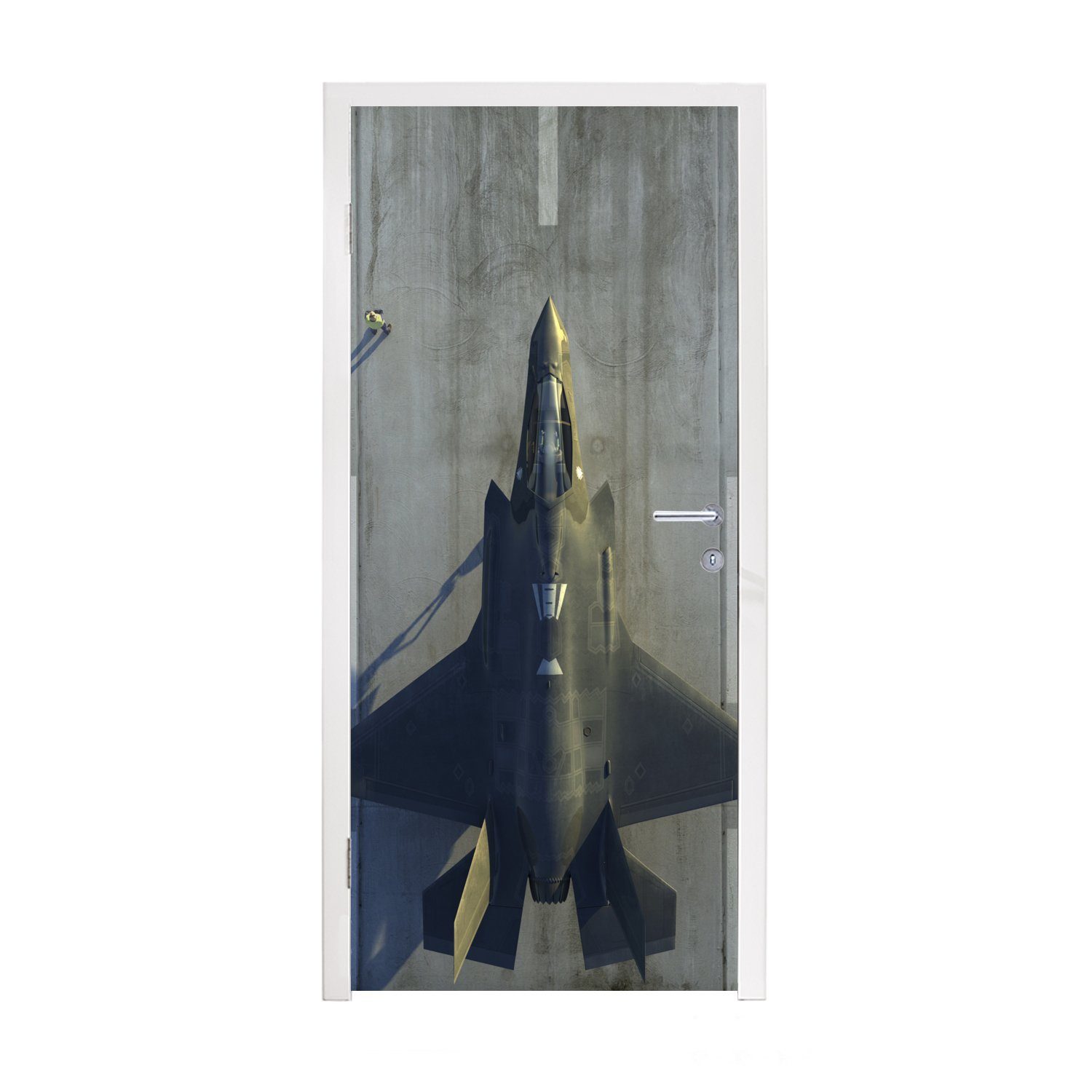 MuchoWow Türtapete Der F-35 Lightning II Jet am Boden, Matt, bedruckt, (1 St), Fototapete für Tür, Türaufkleber, 75x205 cm