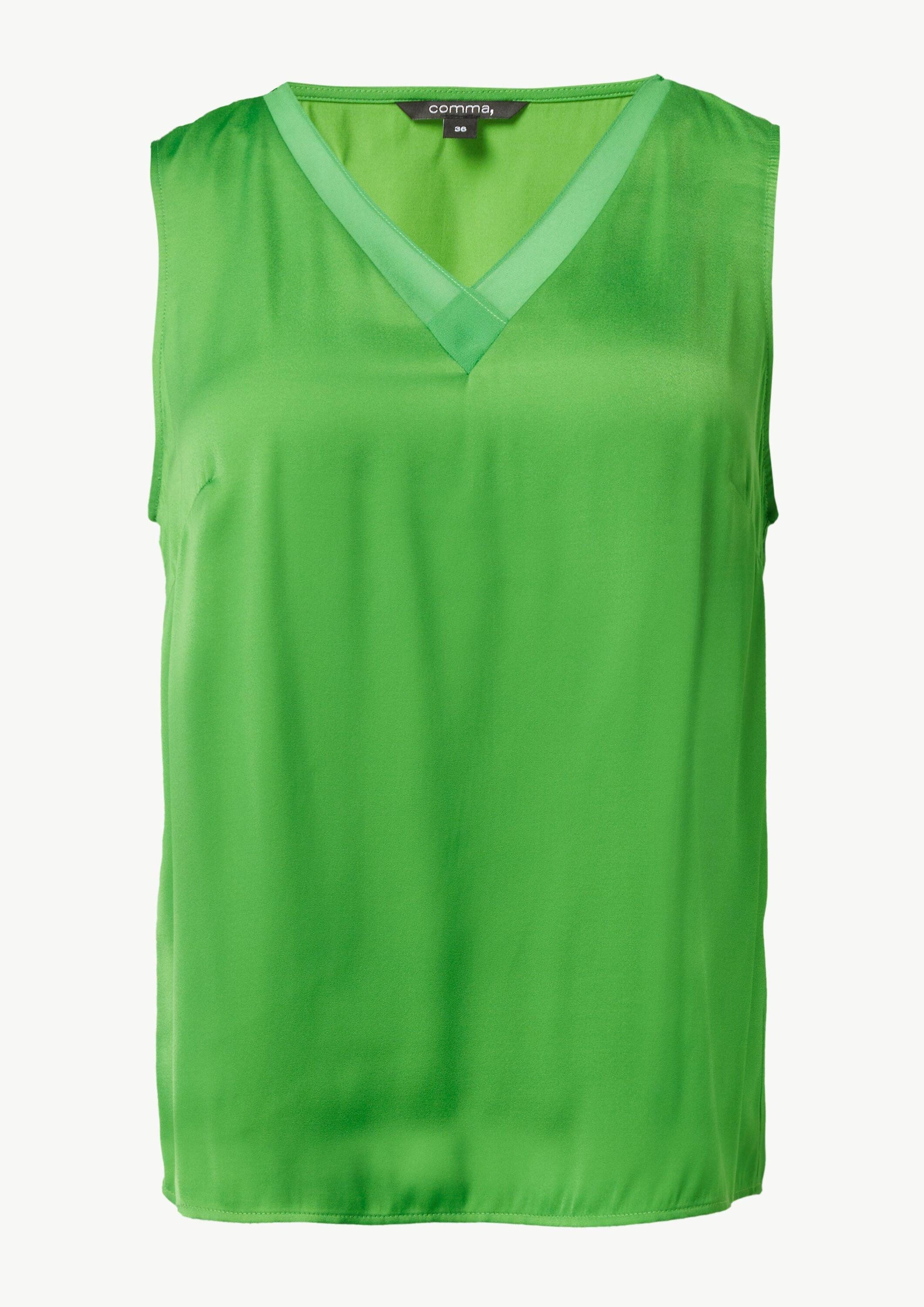 comma Blusentop Bluse Satin-Top mit Chiffon-Ausschnitt