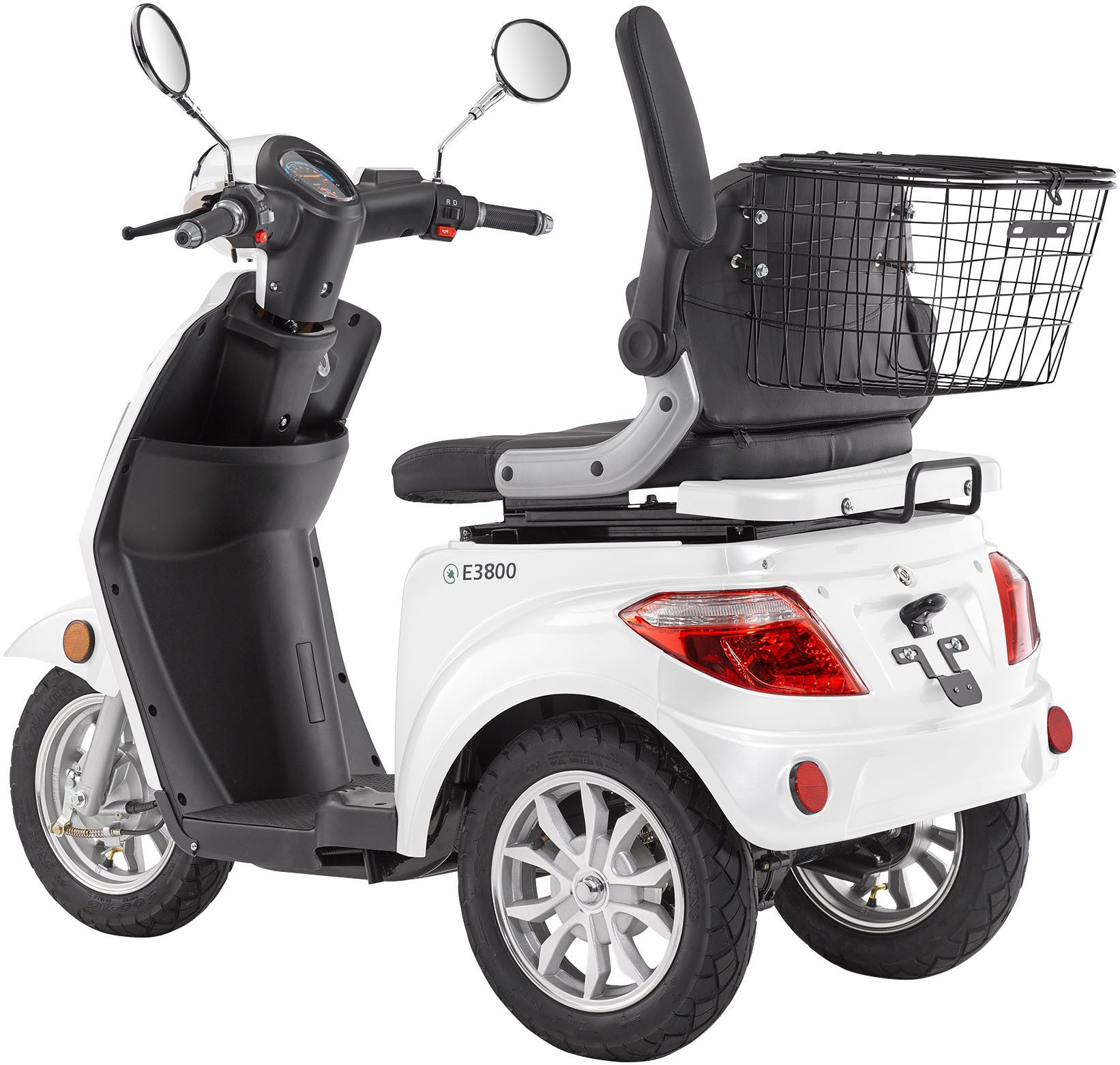 Luxxon Elektromobil E3800, 800 W, 20 km/h, (Elektroroller, Korb), bis zu 65 km Reichweite, Elektro Dreirad, Seniorenmobil