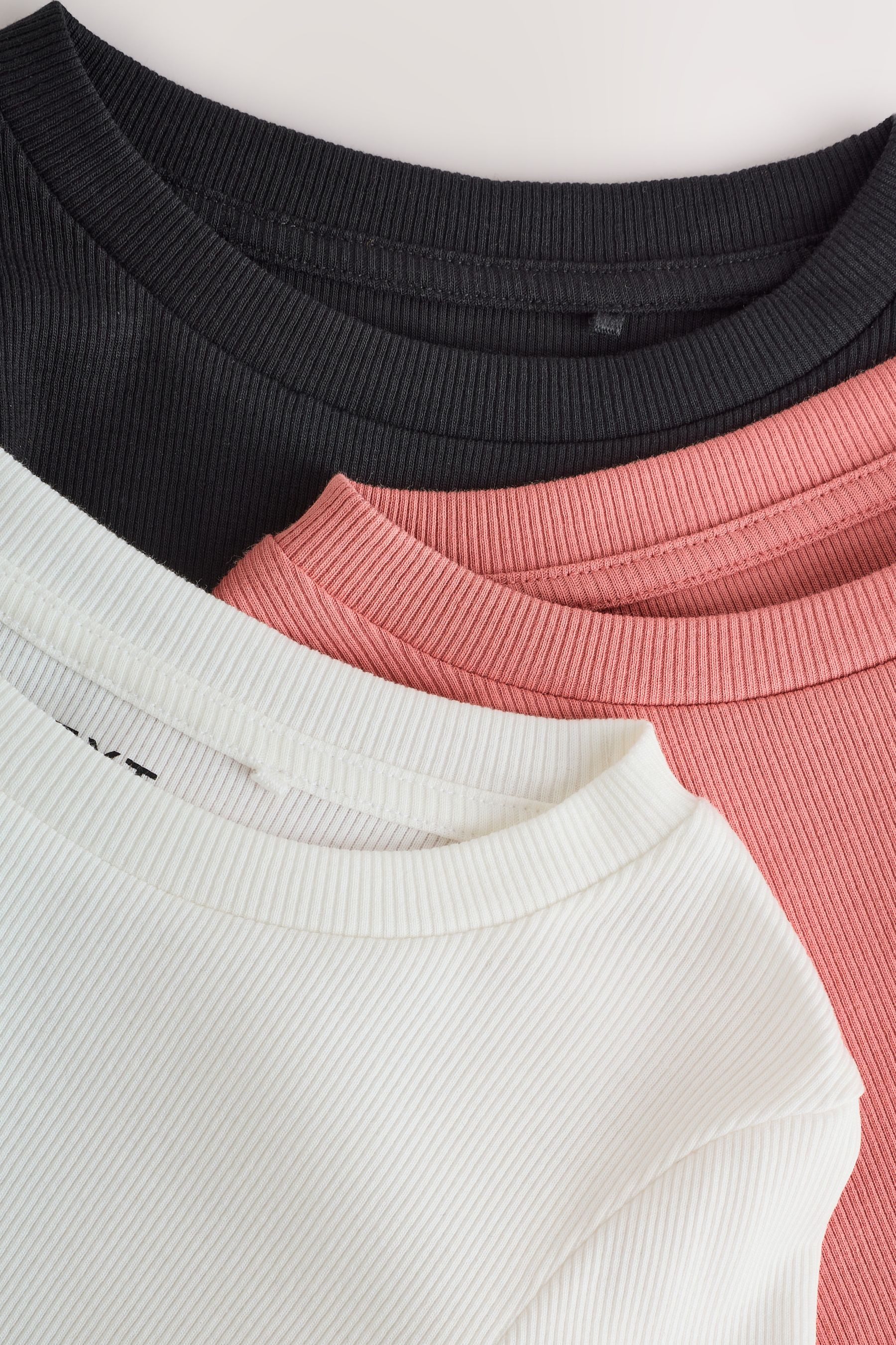 Next Langarmshirt 3er-Pack gerippte Langarmoberteile (3-tlg)