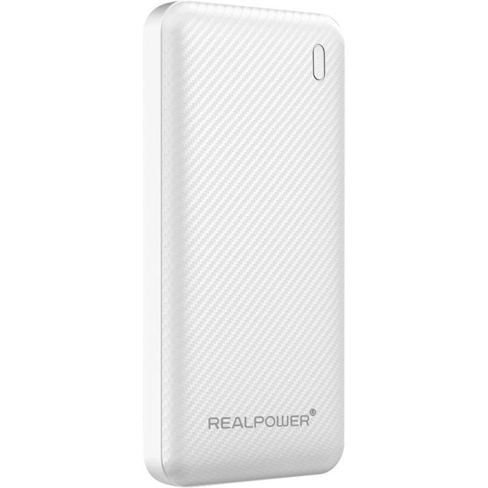 Realpower Powerbank 10000 mAh Quick Charge, USB PD USB-A, USB-C® Weiß 557607 Powerbank