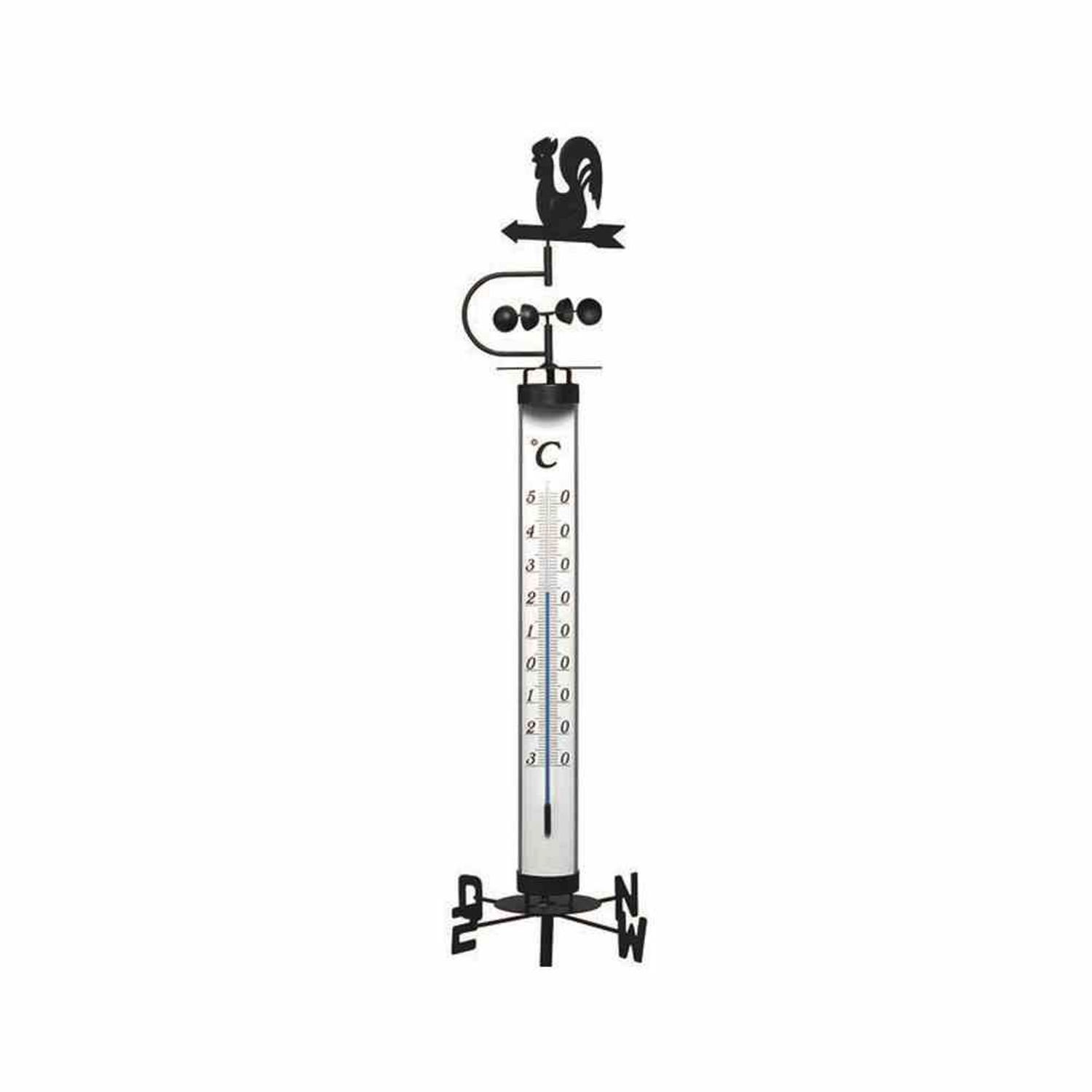TFA Dostmann Gartenthermometer Gartenthermometer 140cm mit Erdspieß, Wetterhahn, Windrad und Windfahn