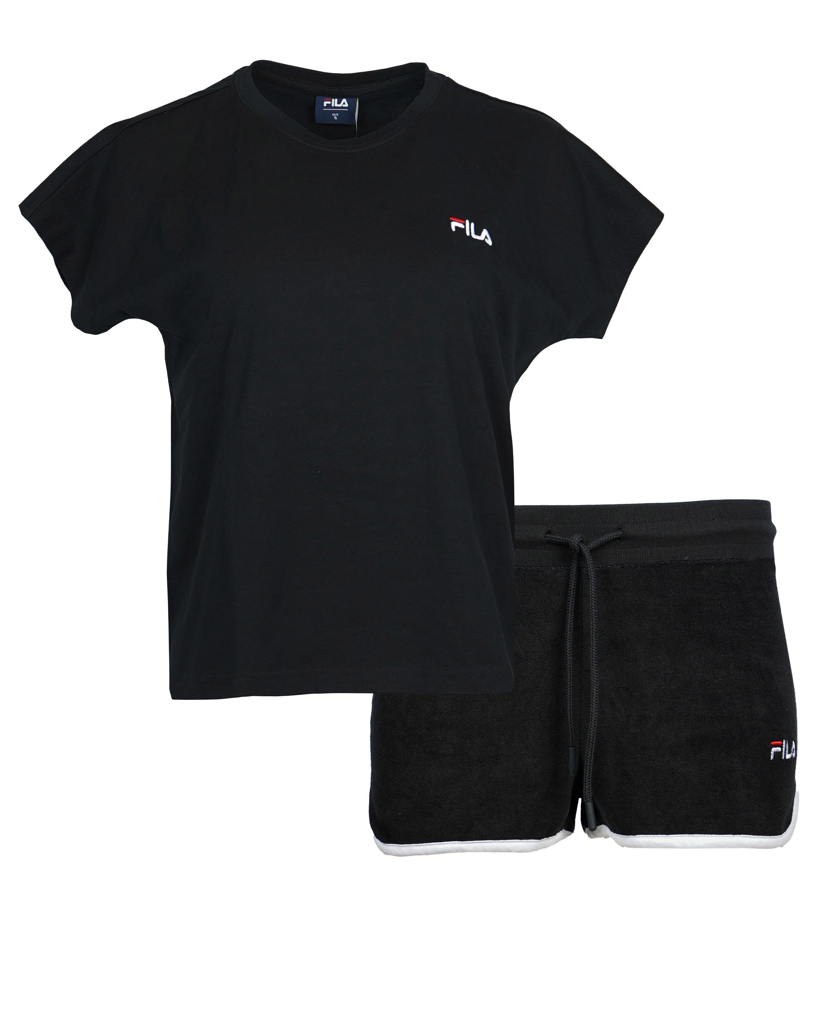 Fila Shorty WOMAN JERSEY TOP + TERRY SPONGE SHORTS PYJAMAS (2 tlg) mit kont günstig online kaufen