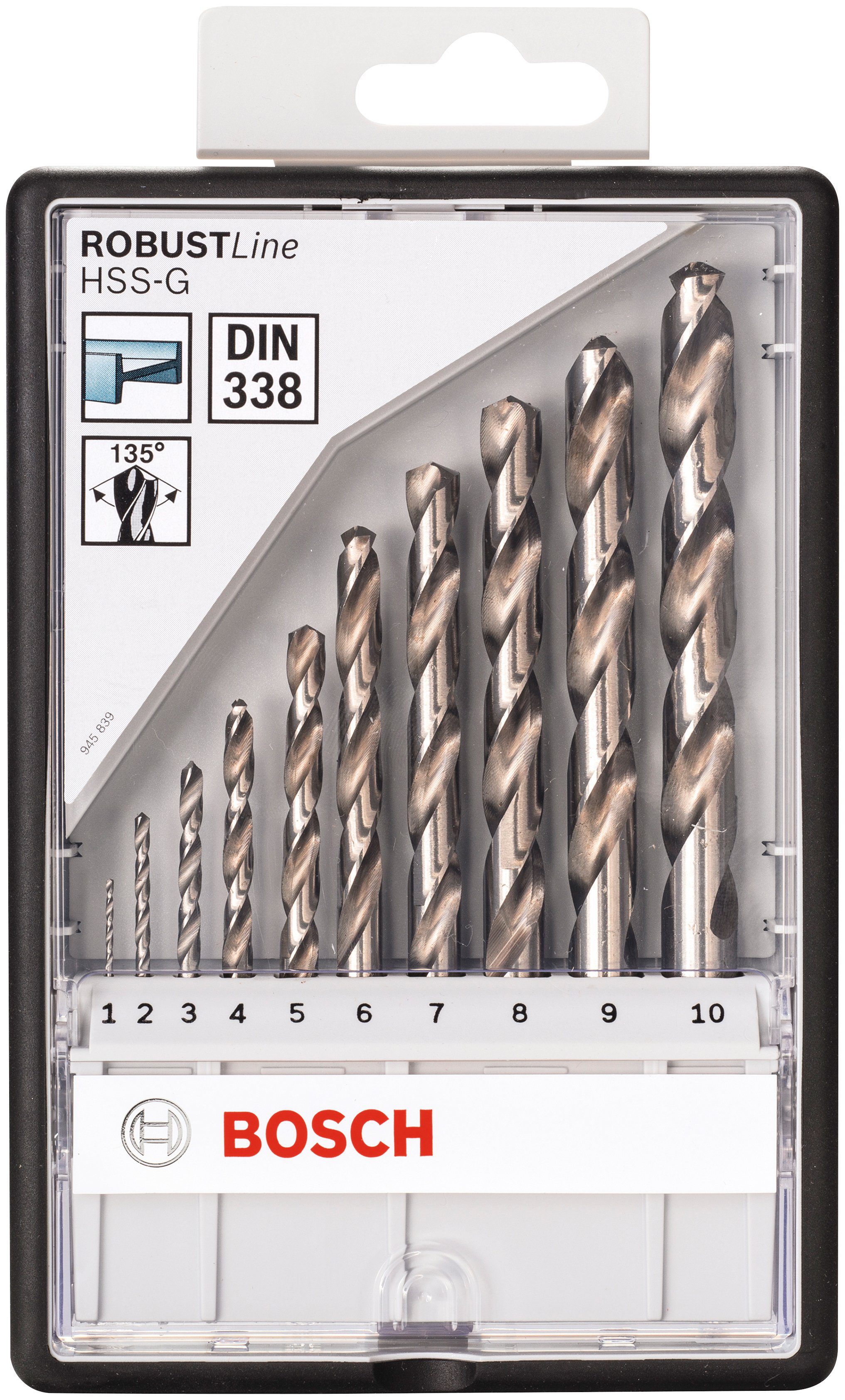 Bohrersatz Metallbohrer Bosch Professional 10-tlg), Robust Line, HSS-G (Set,