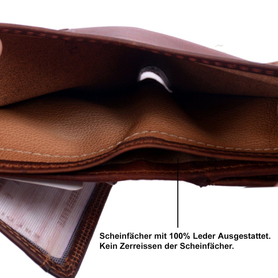 Portemonnaie, SHG Lederbörse Leder Büffelleder Herren Börse Schutz Münzfach RFID Geldbörse mit Männerbörse Brieftasche