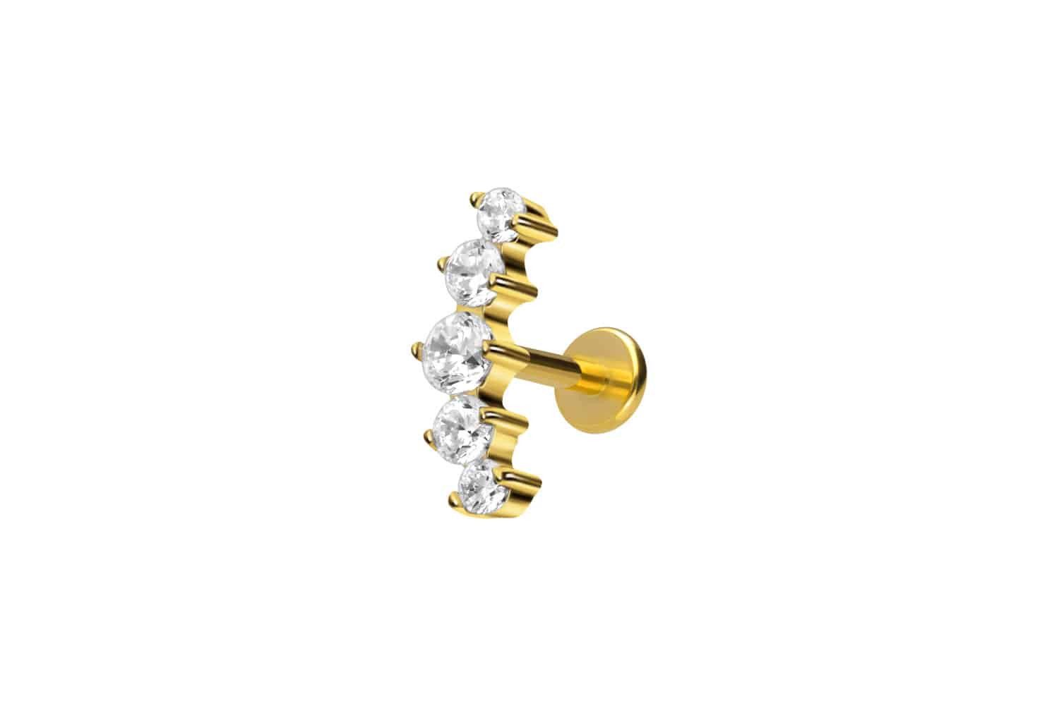 PIERCINGLINE Piercing-Set Titan Labret mit Innengewinde 5 EINGEFASSTE KRISTALLE (Labrets, 1-tlg)