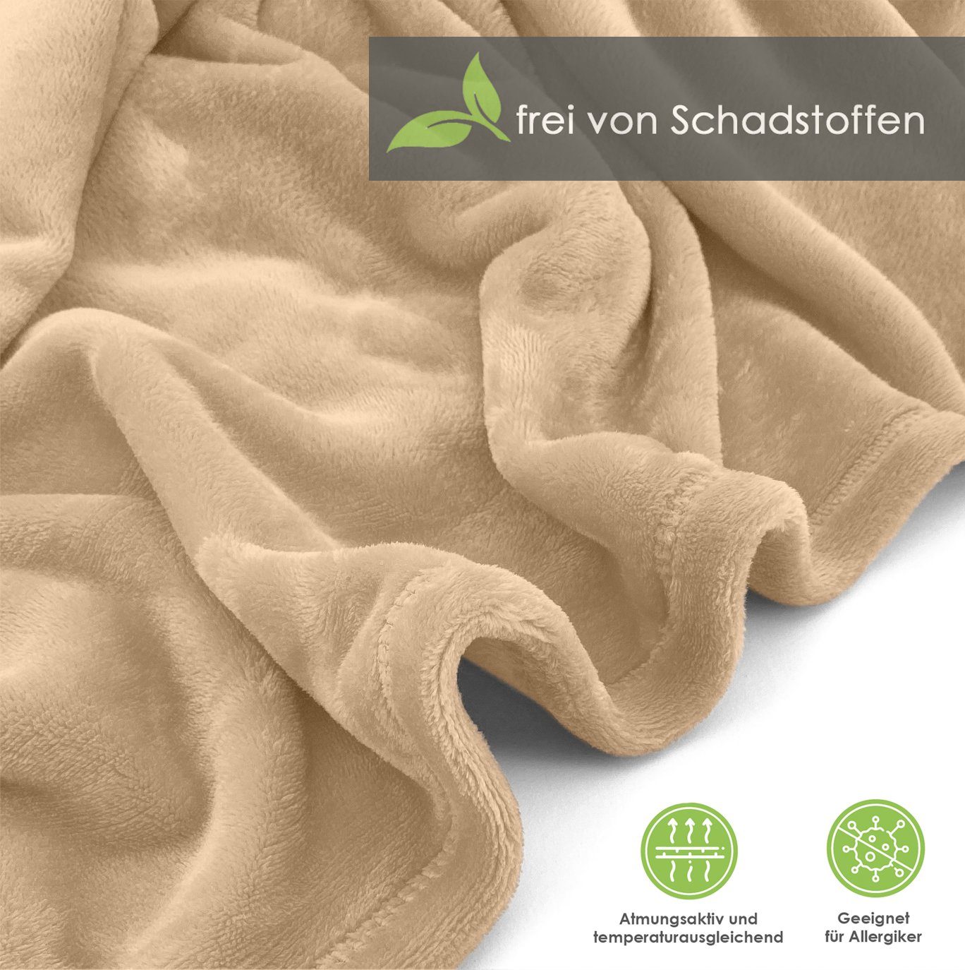 Wohndecke Premium Super Soft Flanell Kuscheldecke Sofadecke, heimtexland, super weich und flauschig, Allergiker geeignet, atmungsaktiv