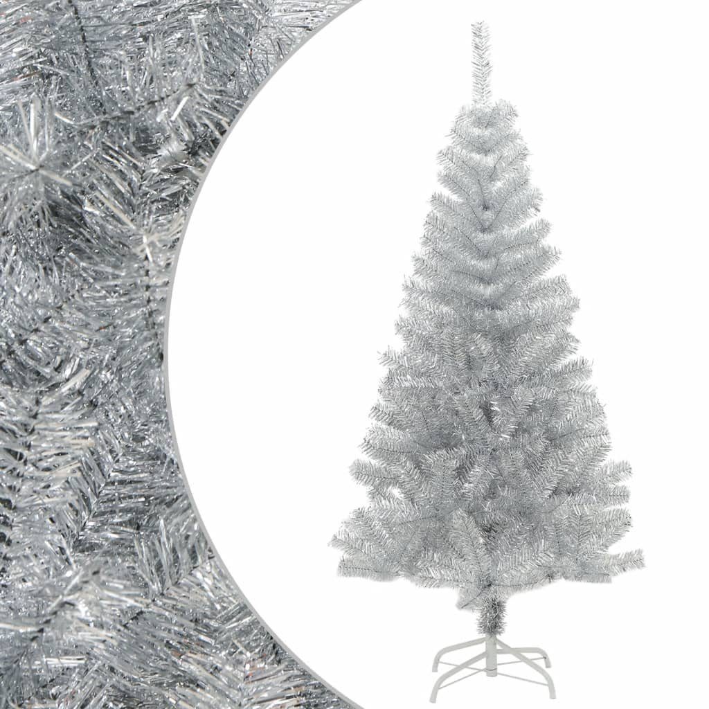 vidaXL Künstlicher Weihnachtsbaum Künstlicher Weihnachtsbaum mit Ständer Silber 150 cm PET | Künstliche Weihnachtsbäume