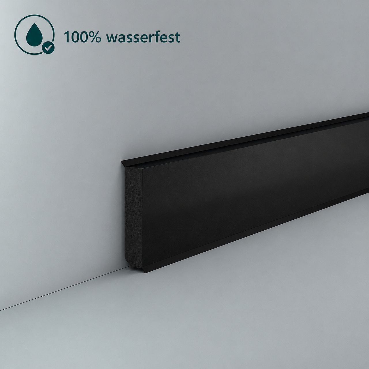 Südbrock Sockelleiste Sockelleiste Hartschaum PVC 12 x 60 Dichtlippe Schwarz, L: 250 cm, H: 6 cm, 1-St.