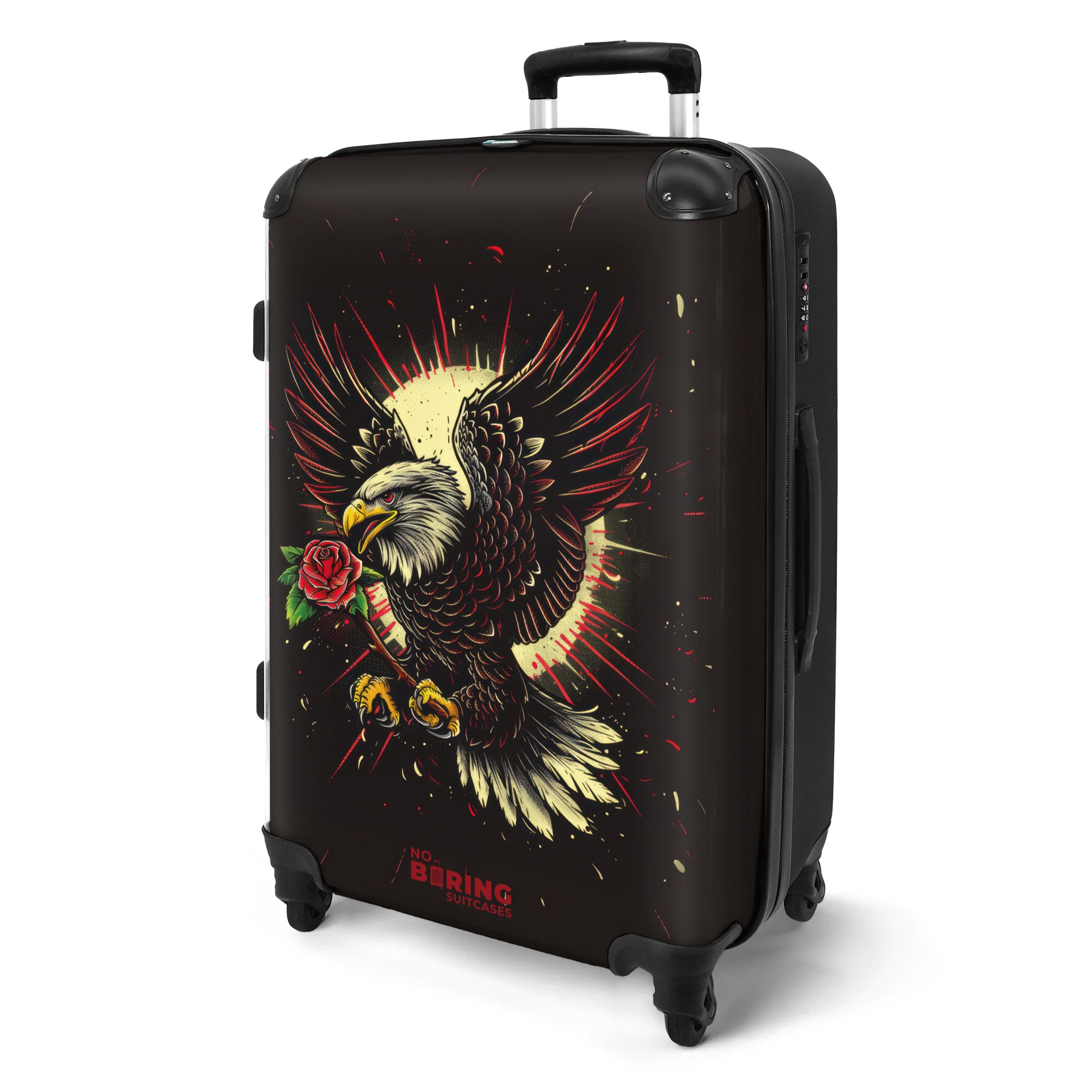 NoBoringSuitcases.com© Hartschalen-Trolley Schwarz mit Adler und günstig online kaufen
