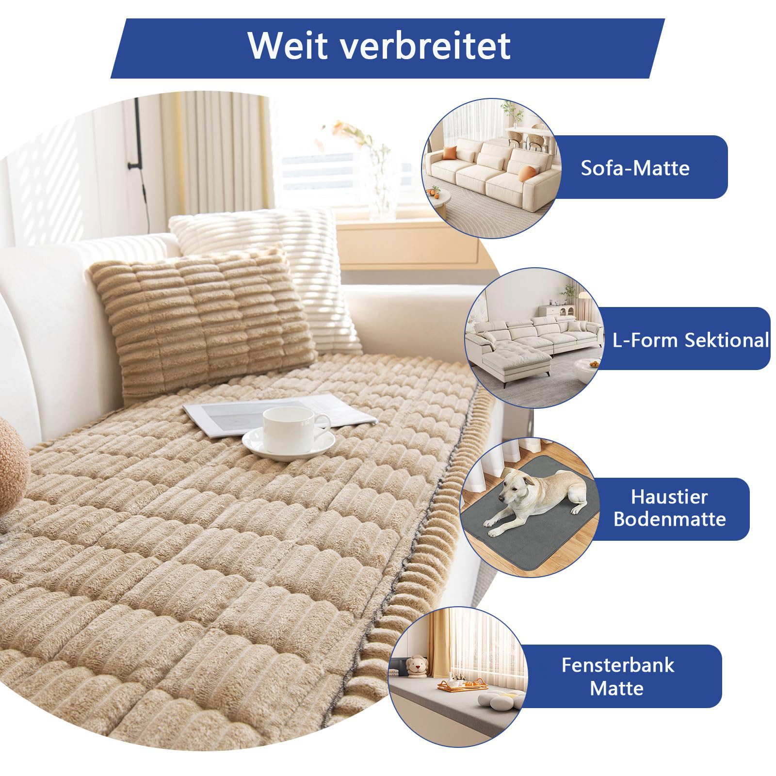 Minicloss Sofaschoner Weiche Flanell Sofa überzug Waschbar - Neue Sitzkissenbezüge, rutschfeste Sofabezug