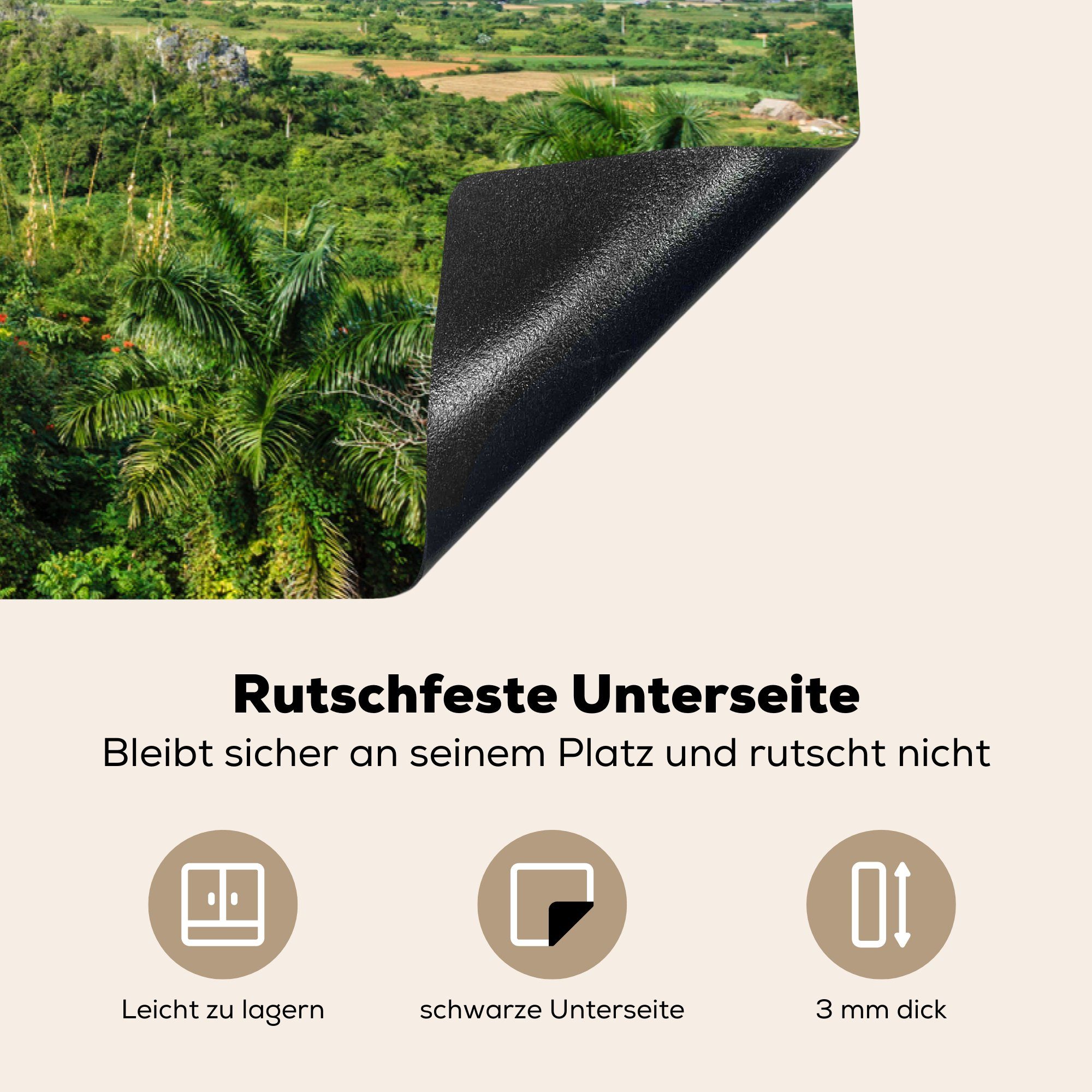 Ceranfeldabdeckung für Induktionskochfeld Schutz Karstlandschaft (1 81x52 Die des küche, kubanischen MuchoWow Herdblende-/Abdeckplatte die cm, Vinyl, Viñales-Tals, tlg),