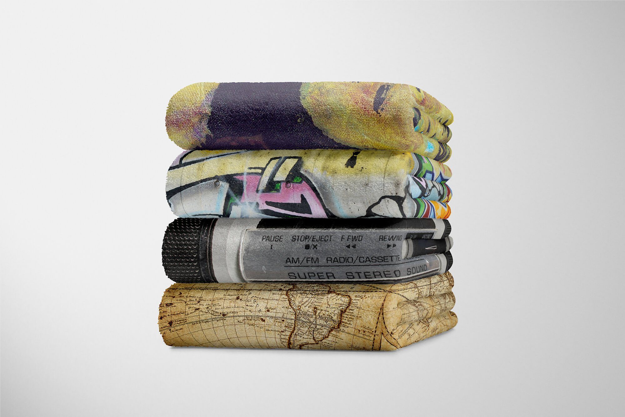 Handtücher (1-St), Strandhandtuch Baumwolle-Polyester-Mix Sinus mit Handtuch Handtuch Kassettenrec, Kuscheldecke Fotomotiv Saunatuch alter Art