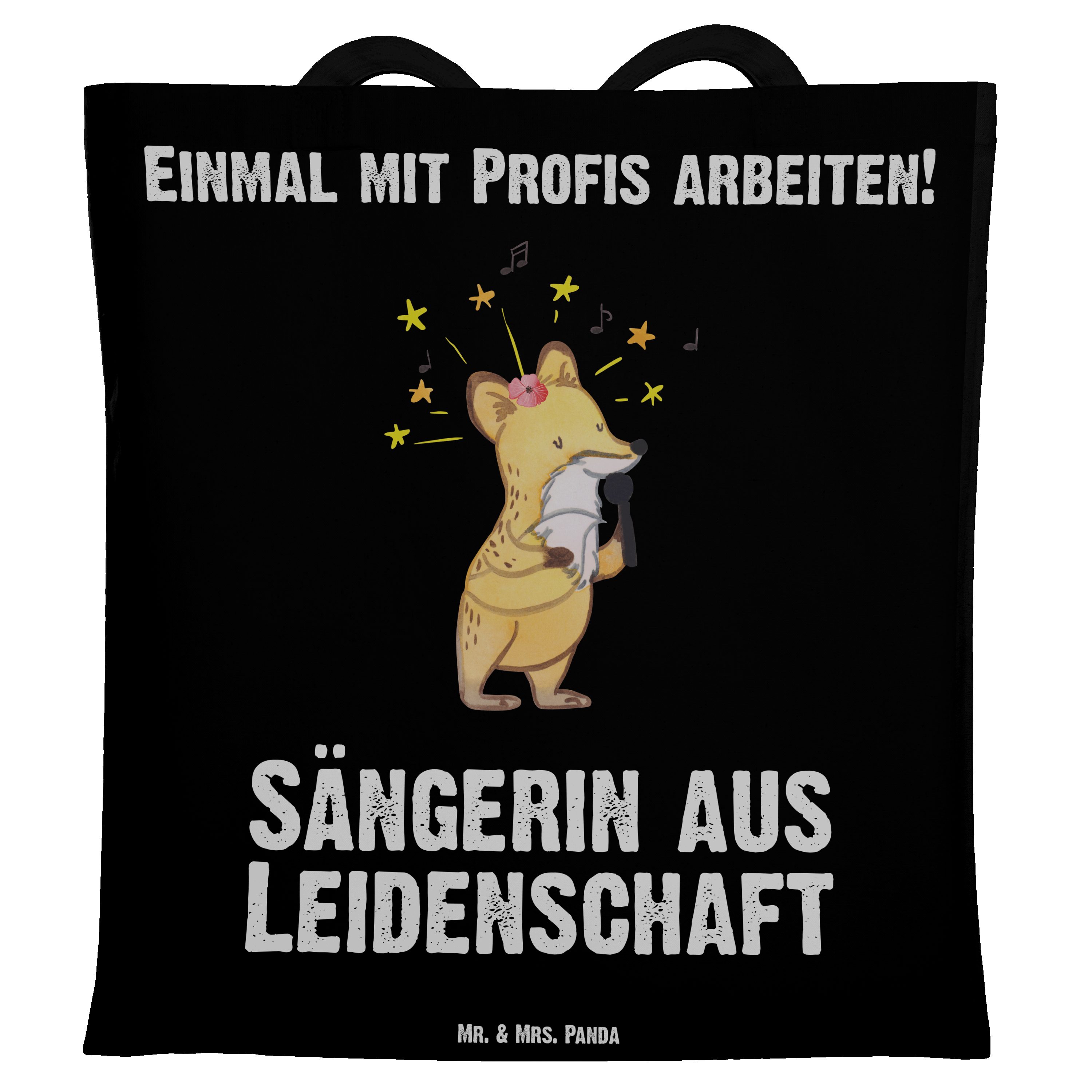 Mr. & Mrs. Panda Tragetasche Sängerin aus Leidenschaft - Schwarz - Geschenk, Beuteltasche, Jutebeu (1-tlg)