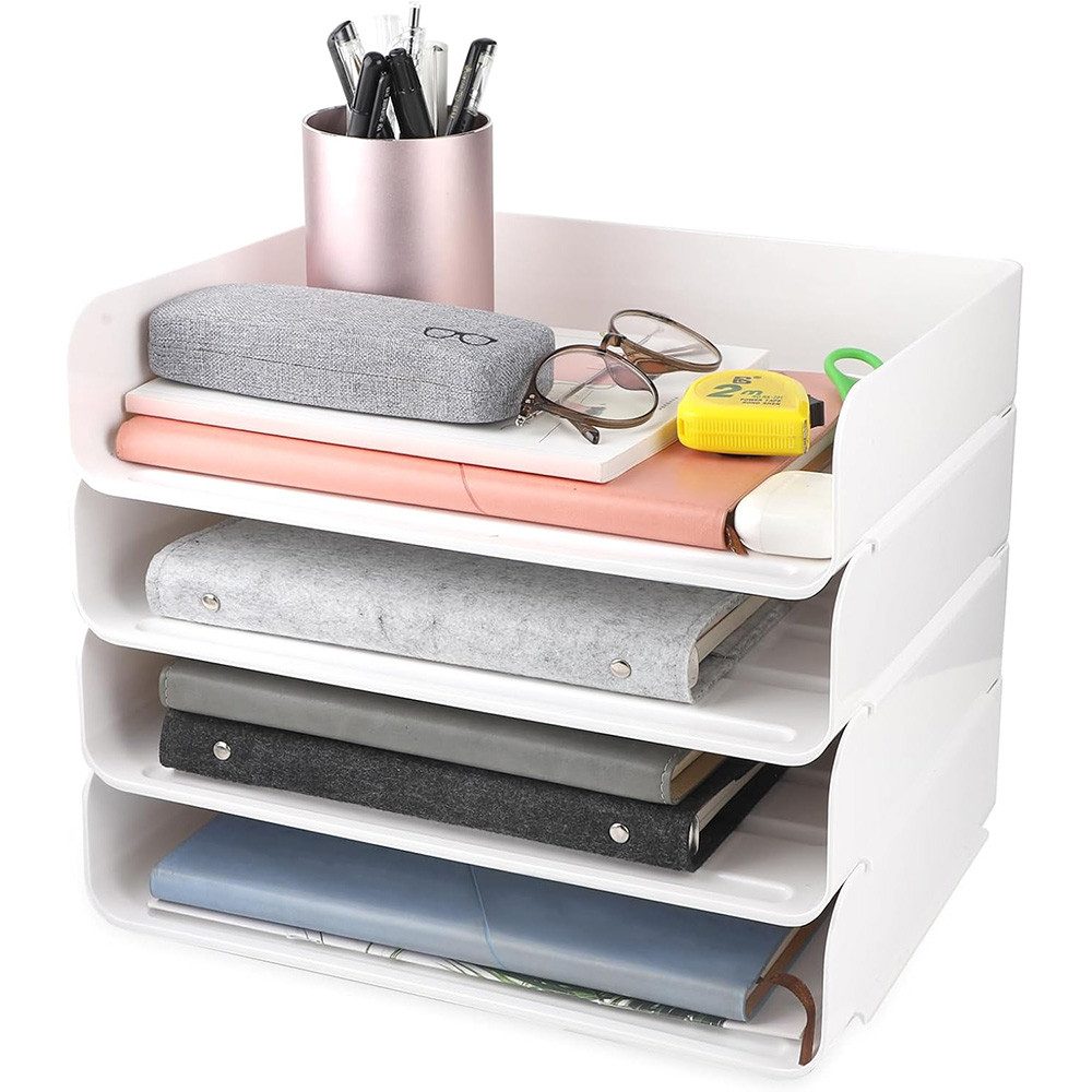 TUWENA Briefablage Vierstöckiger Schreibtisch-Organizer, stapelbarer Dokumentenhalter