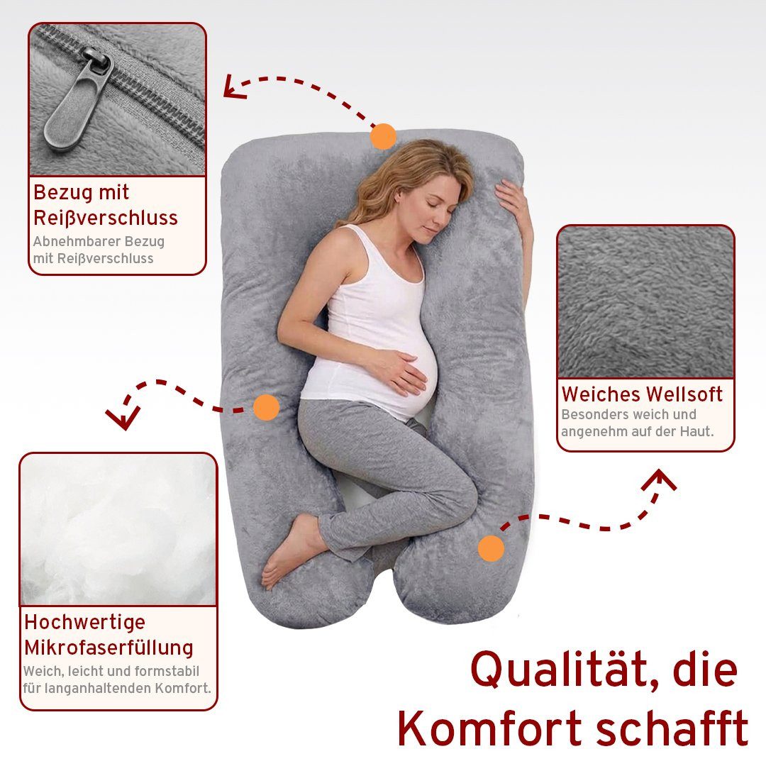 Eve Textile GmbH Seitenschläferkissen U-förmiges Schwangerschafts- und Ganzkörperkissen, Seitenschläferkissen, 1-tlg., U-Kissen, Mit Wellsoft-Plüschbezug U-Form – Bild 2 von 5