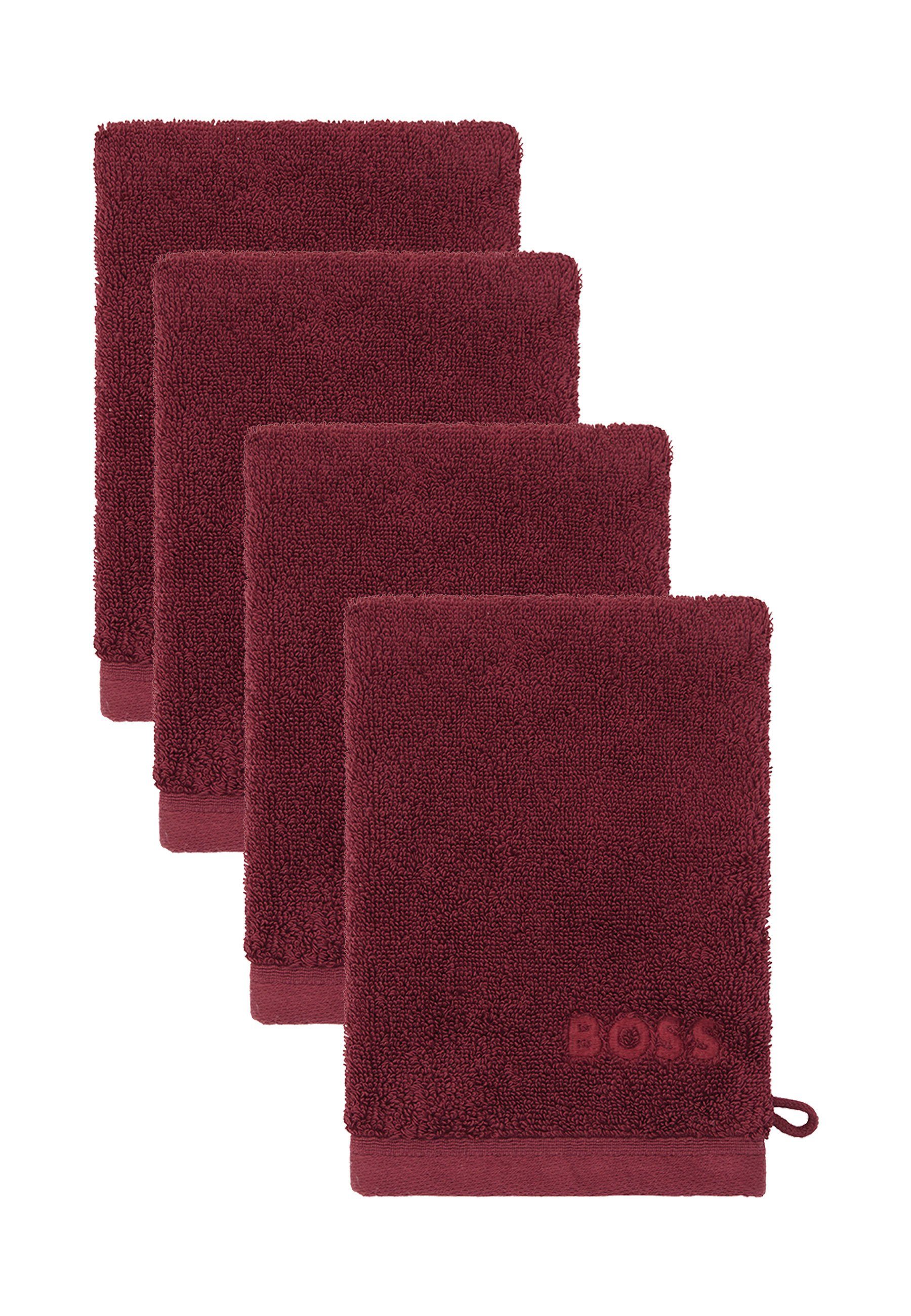 Hugo Boss Home Handtücher 4er-Set Design Waschhandschuhe, mit modernem RED