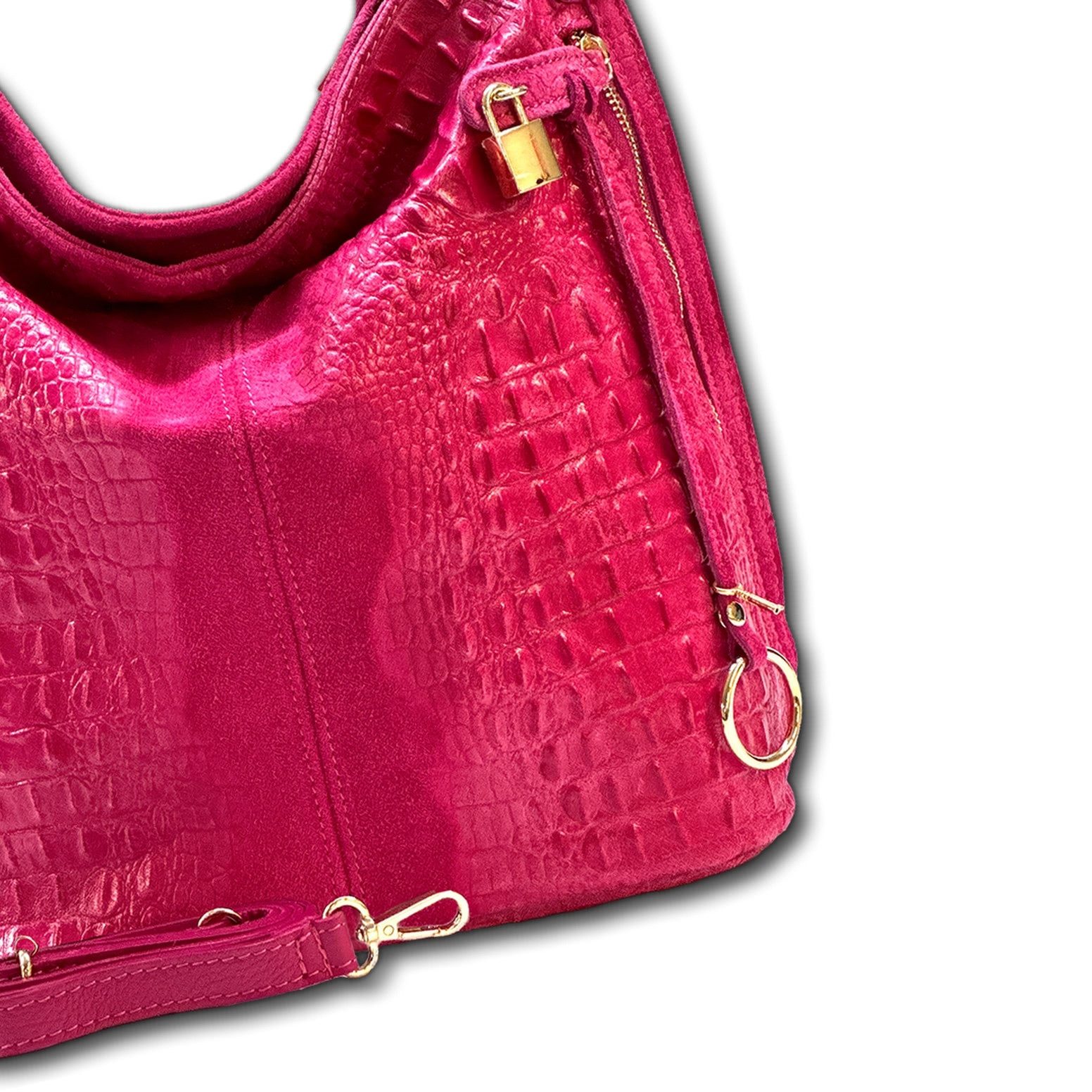 FLORENCE Beuteltasche Florence Beuteltasche Echtleder fuchsia (Beuteltasche), Damen Beuteltasche, Shopper Leder, fuchsia, pink ca. 41cm x 33cm hoch