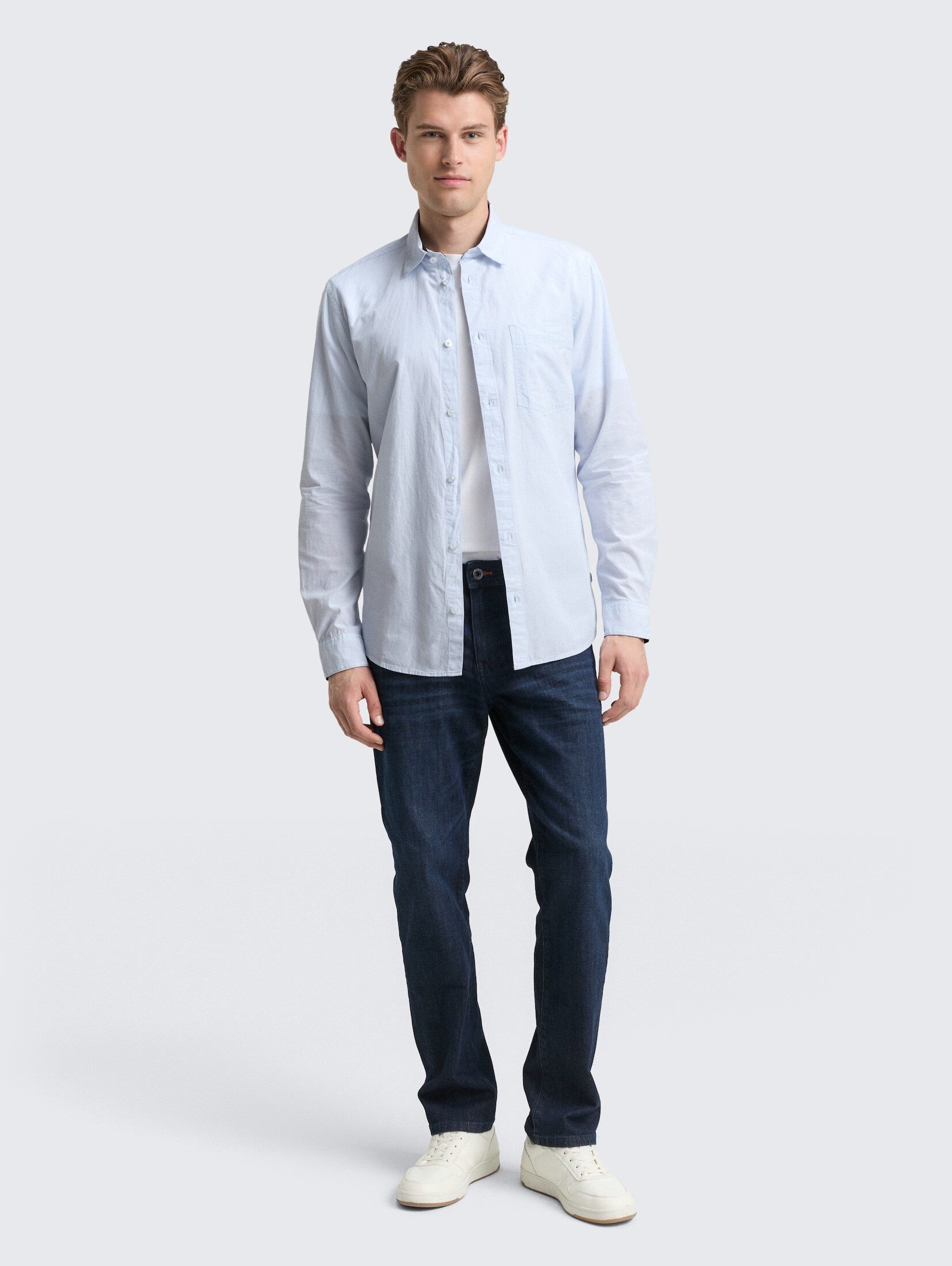 TOM TAILOR Langarmhemd Blusen & Shirts Fitted Hemd aus Baumwolle
