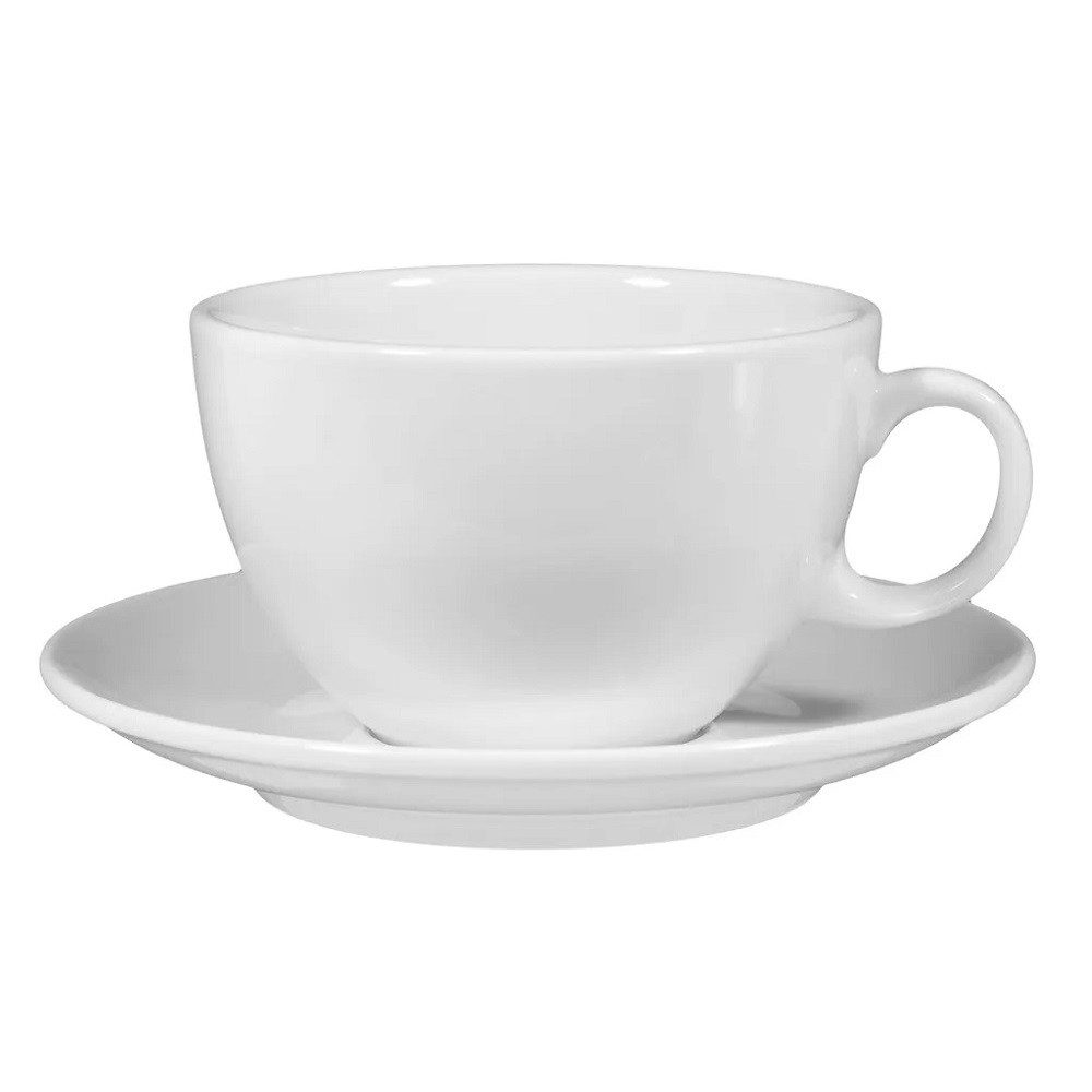 Seltmann Weiden Becher Seltmann Weiden VIP. weiß Milchkaffeetasse+Untertasse 0,37 l, Porzellan