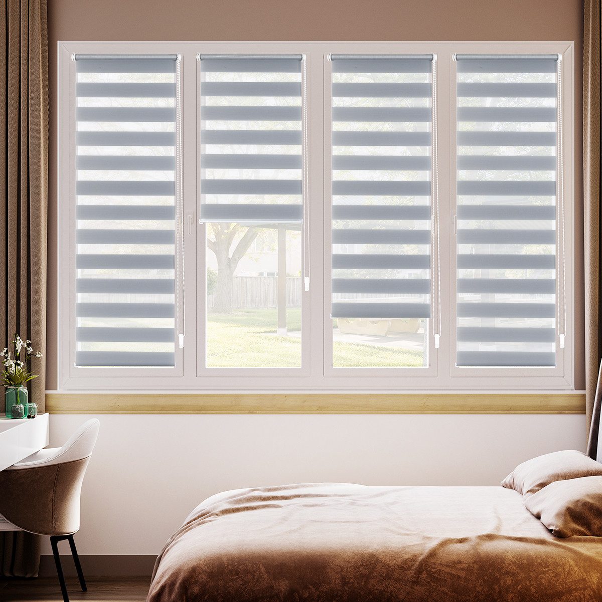 Doppelrollo Klemmfix ohne Bohre verdunkelnd Fensterrollo Seitenzugrollo Grau, Sekey, Klemmfix, für Fenster und Tür