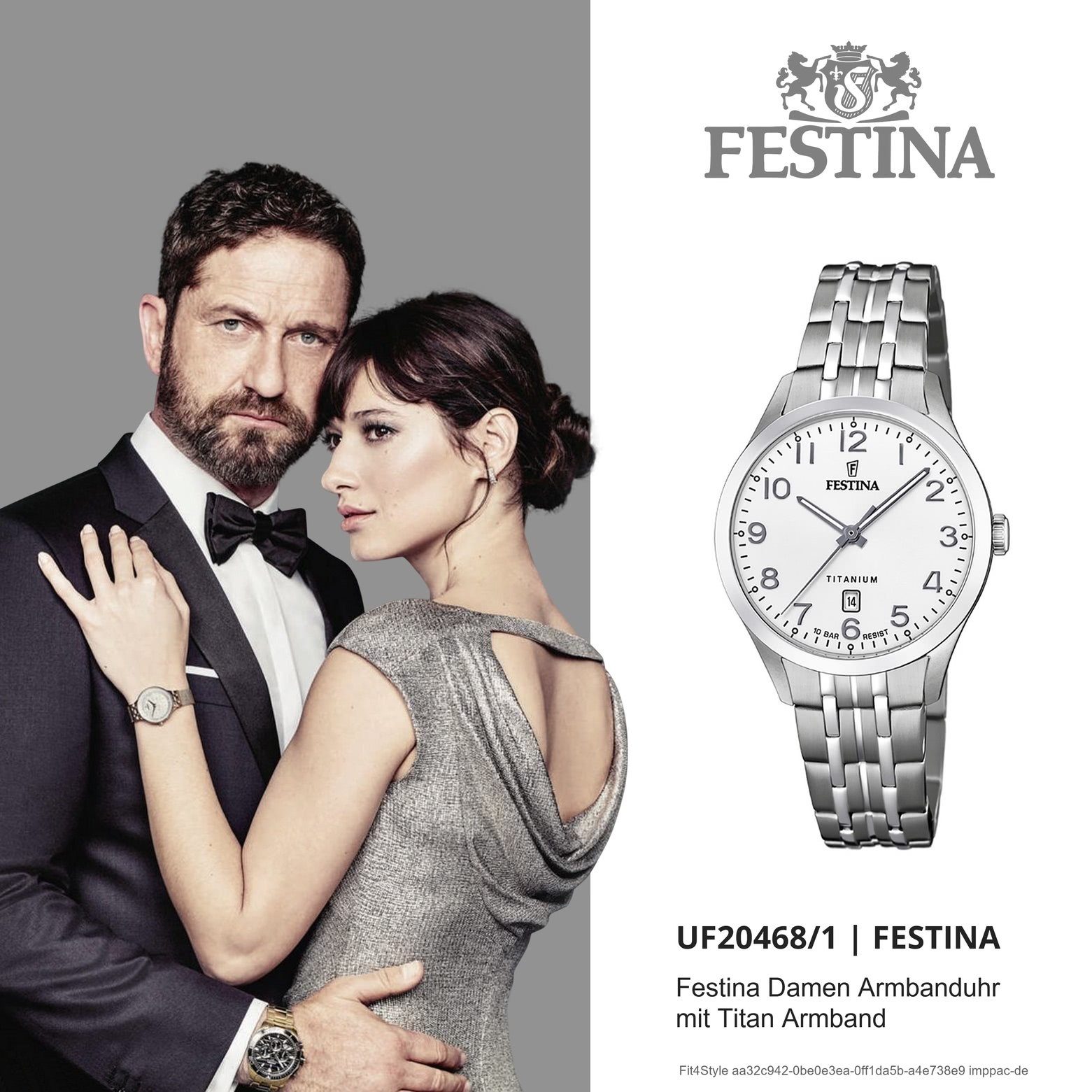 Festina Quarzuhr Festina F20468/1 rund, Damen Uhr Titanarmband Titan, silber Analog Armbanduhr Damen