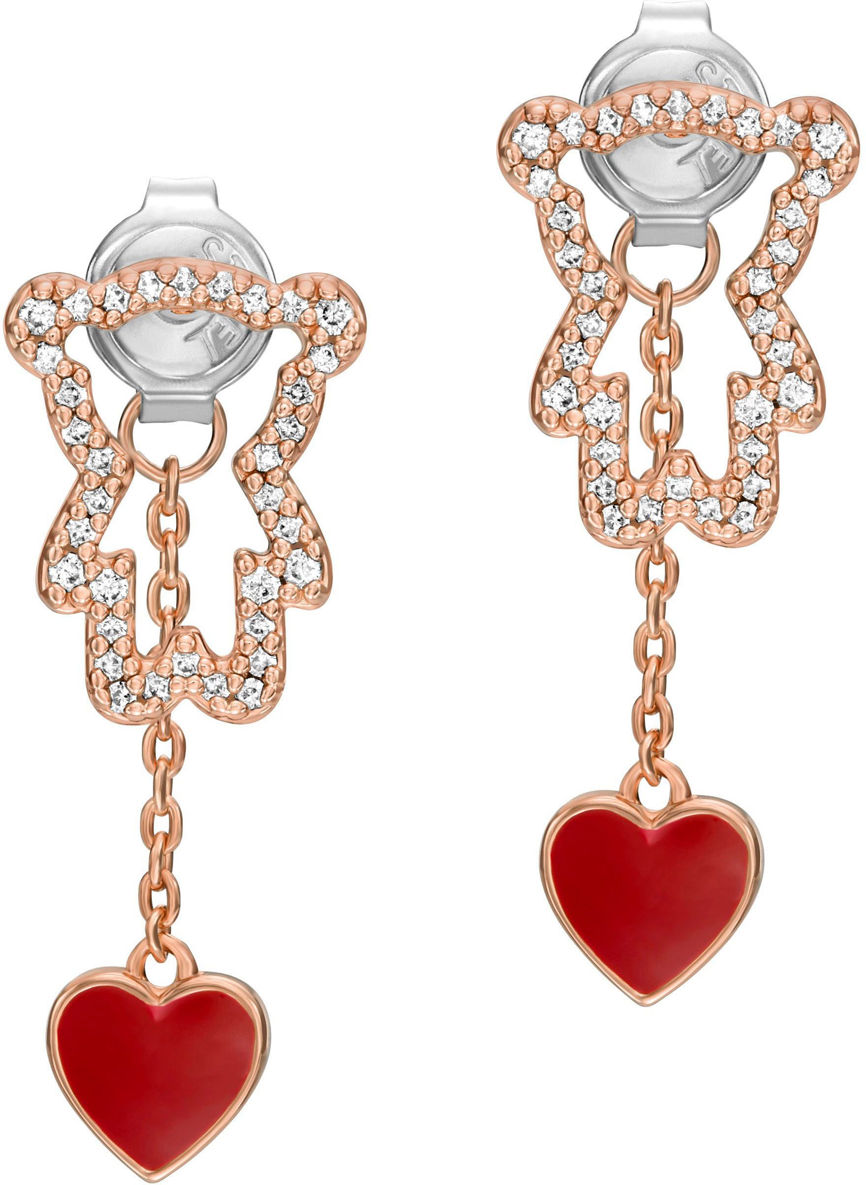 Emporio Armani Paar Ohrstecker Schmuck Geschenk Metall Ohrringe Teddy mit Herz, mit Zirkonia (synth)