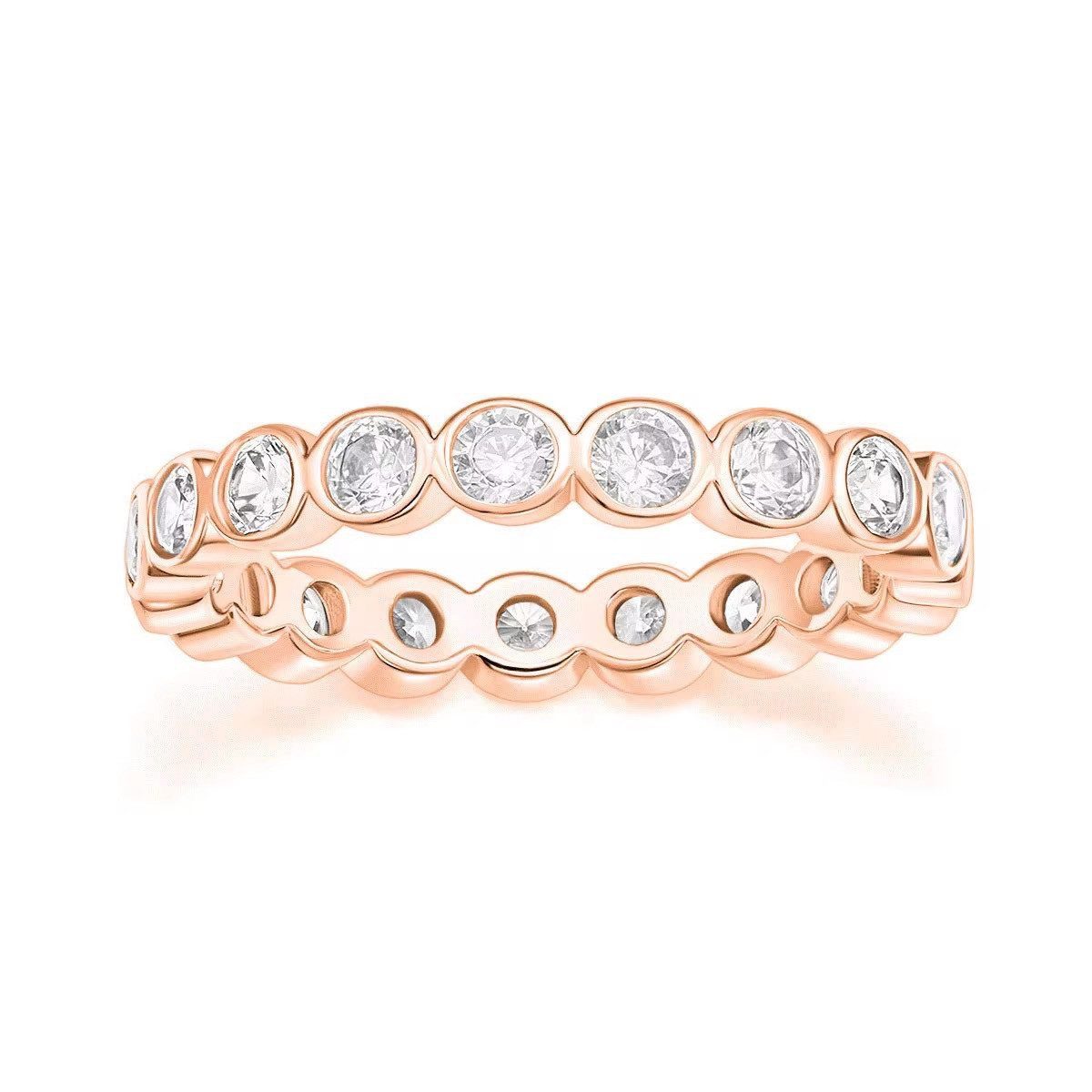 ROUGEMONT Memoirering Funkelnder Zirkonia Ring Damen -Eternity Ring Gold/Roségold/Silber