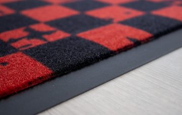 Fußmatte Checkered Red 60 x 40 cm, Mr. Ghorbani, Rechteckig, Höhe: 3 mm