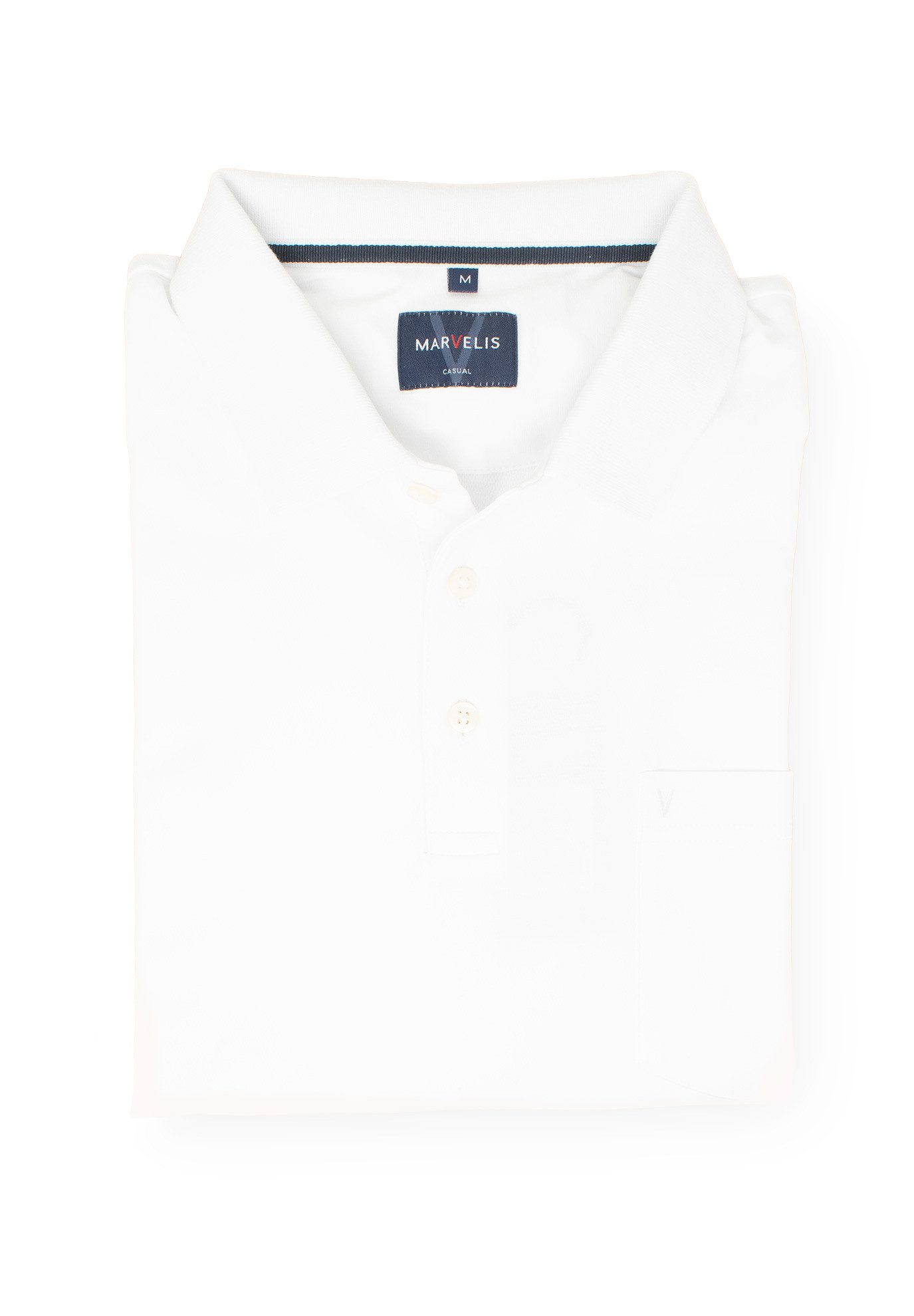 MARVELIS Poloshirt Poloshirt - Quick Dry - Einfarbig - Weiß Quick Dry