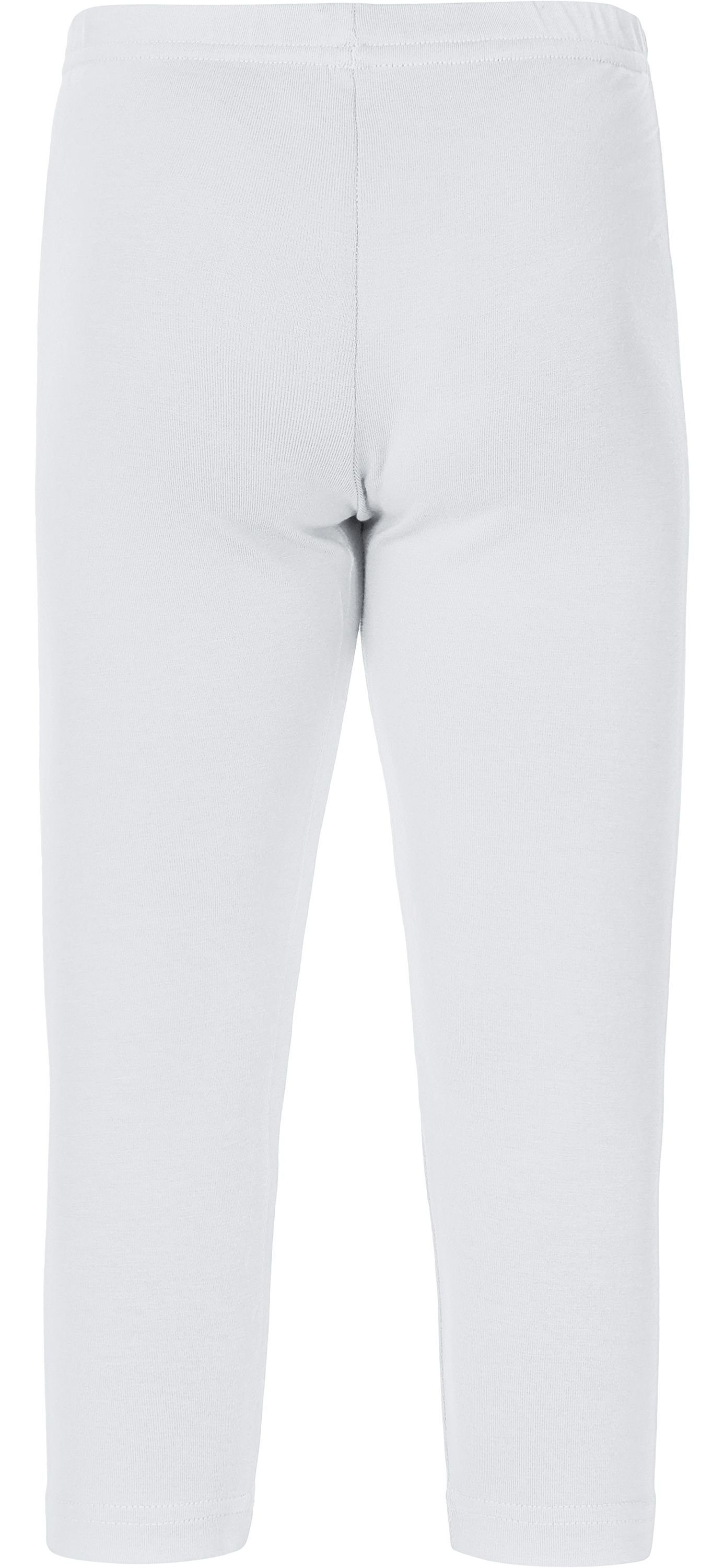 Merry Style Leggings Leggings Bund 3/4 Baumwolle elastischer aus Capri Weiß (1-tlg) Mädchen MS10-226