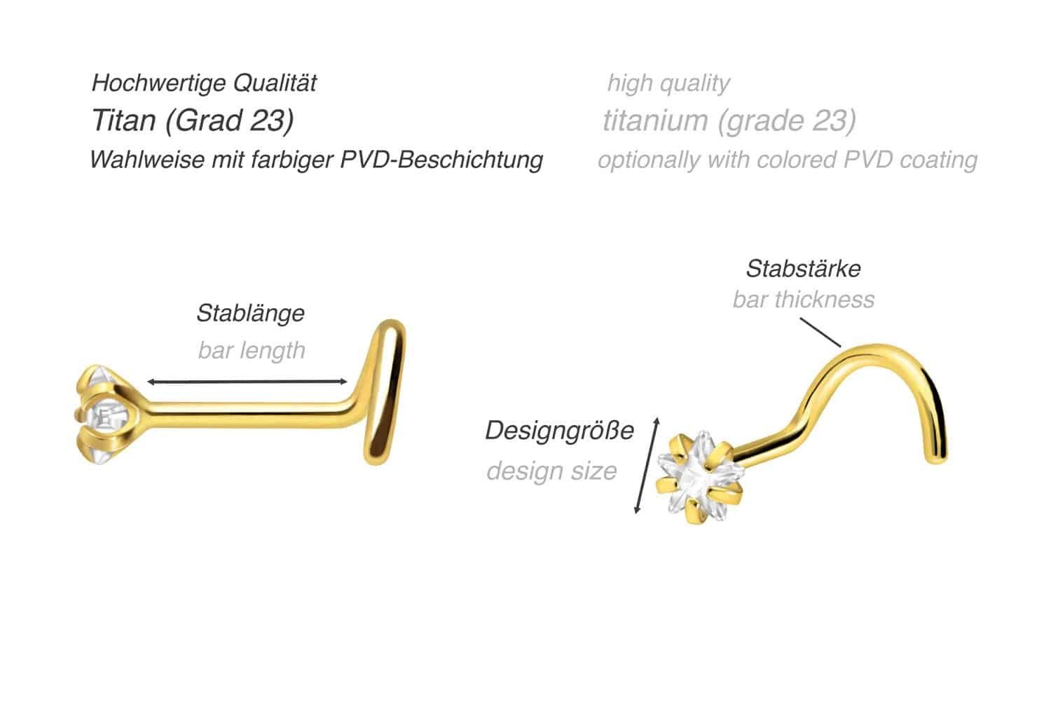 PIERCINGLINE Nasenpiercing Titan Nasenstecker Spirale EINGEFASSTER günstig online kaufen