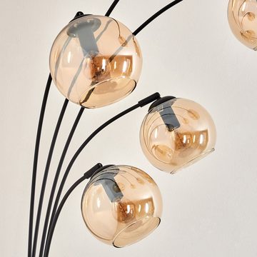 hofstein Stehlampe Stehlampe aus Metall/Glas in Schwarz/Bernsteinfarben, ohne Leuchtmittel, Leuchte mit Glasschirmen (15cm), Schalter, 5 xE14, ohne Leuchtmittel