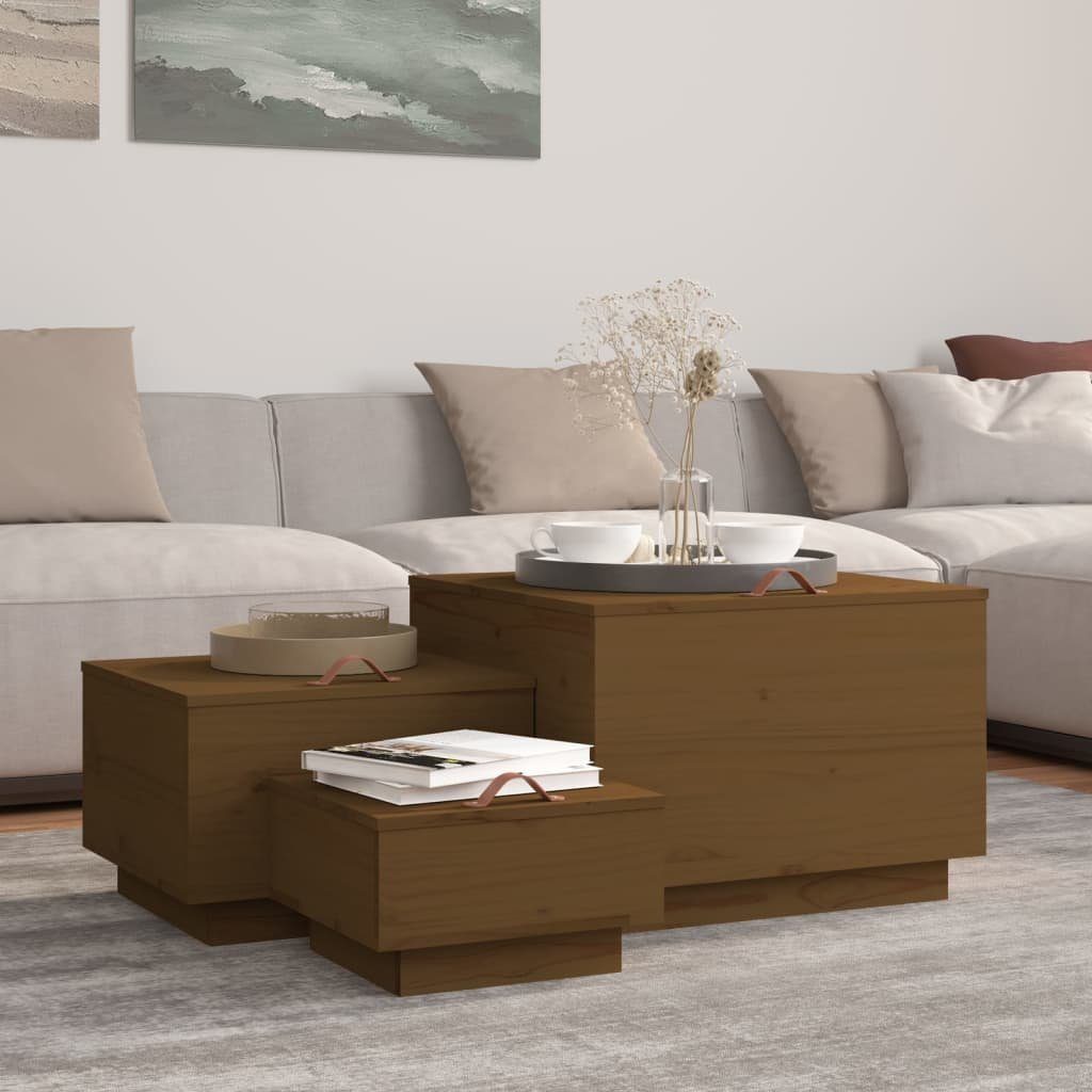 vidaXL Aufbewahrungsbox Aufbewahrungsboxen mit Deckeln 3 Stk. Braun Massivholz Kiefer (3 St)