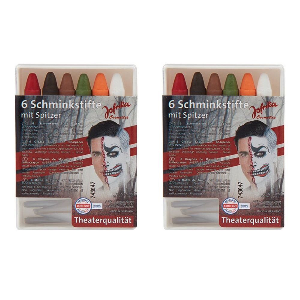 jofrika Theaterschminke 6 Schminkstifte 'Halloween', mit Spitzer