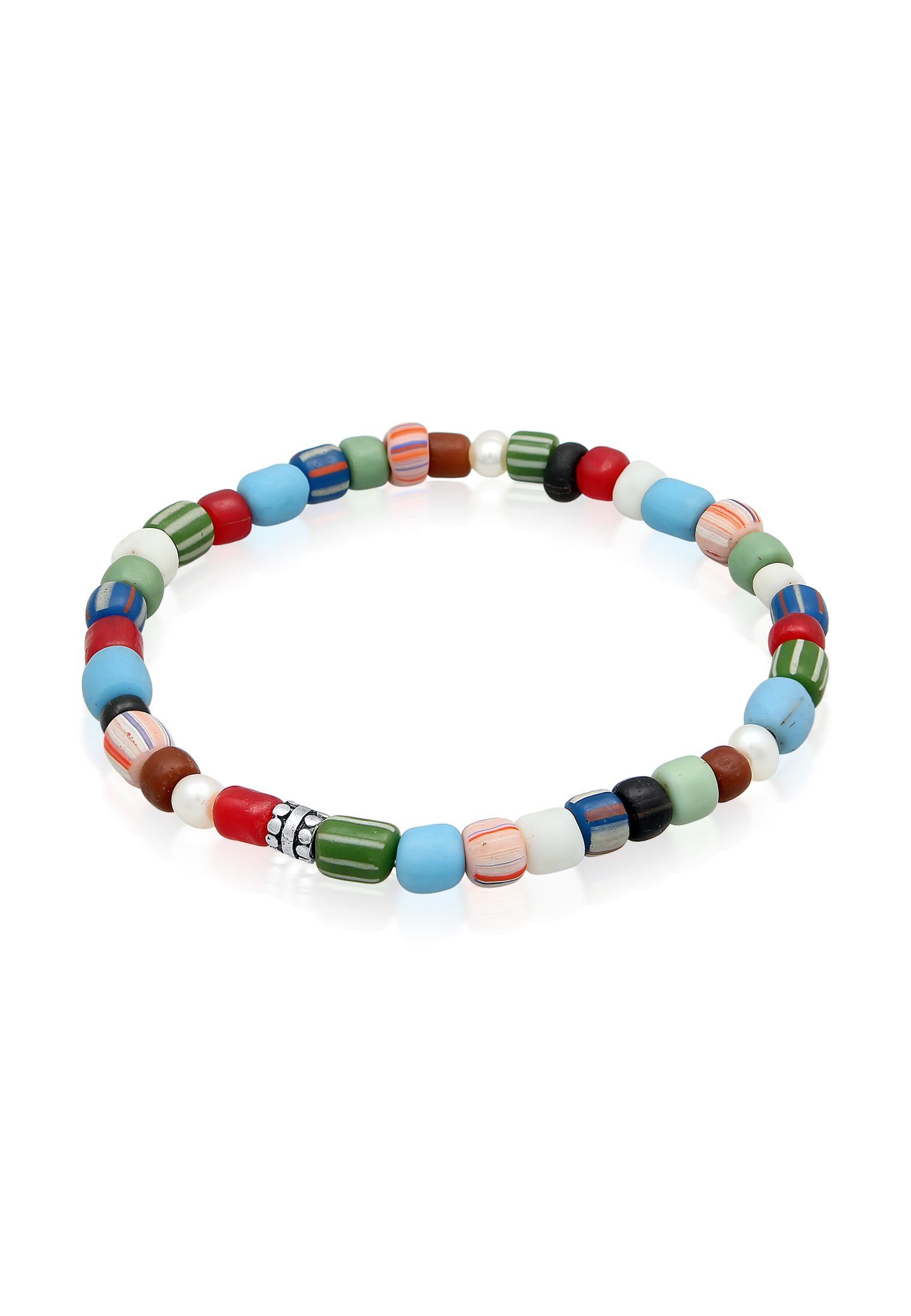 Kuzzoi Bead-Armband-Set Glas Beads Bunt Süßwasserperlen 925 Silber | Charm-Armbänder