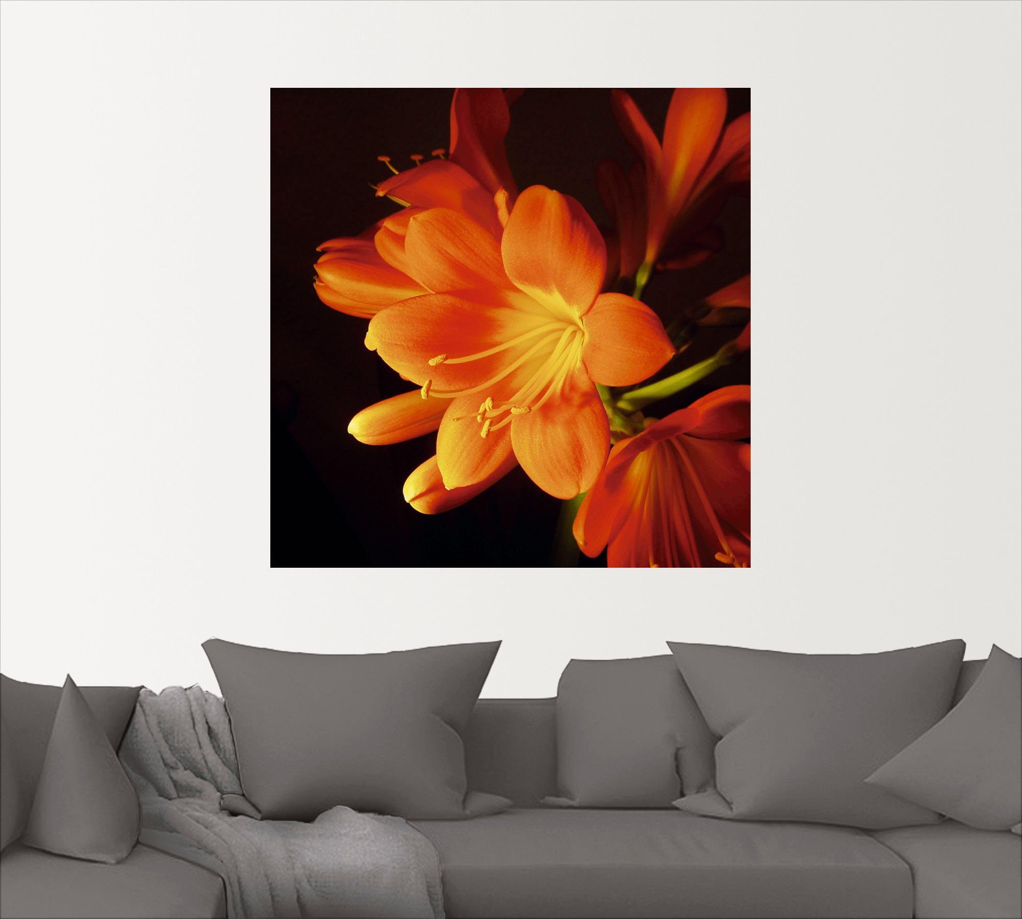oder Wandaufkleber Poster in (1 Wandbild Clivie in Orange, leuchtendem Blumen Artland St), Größen Leinwandbild, versch. als