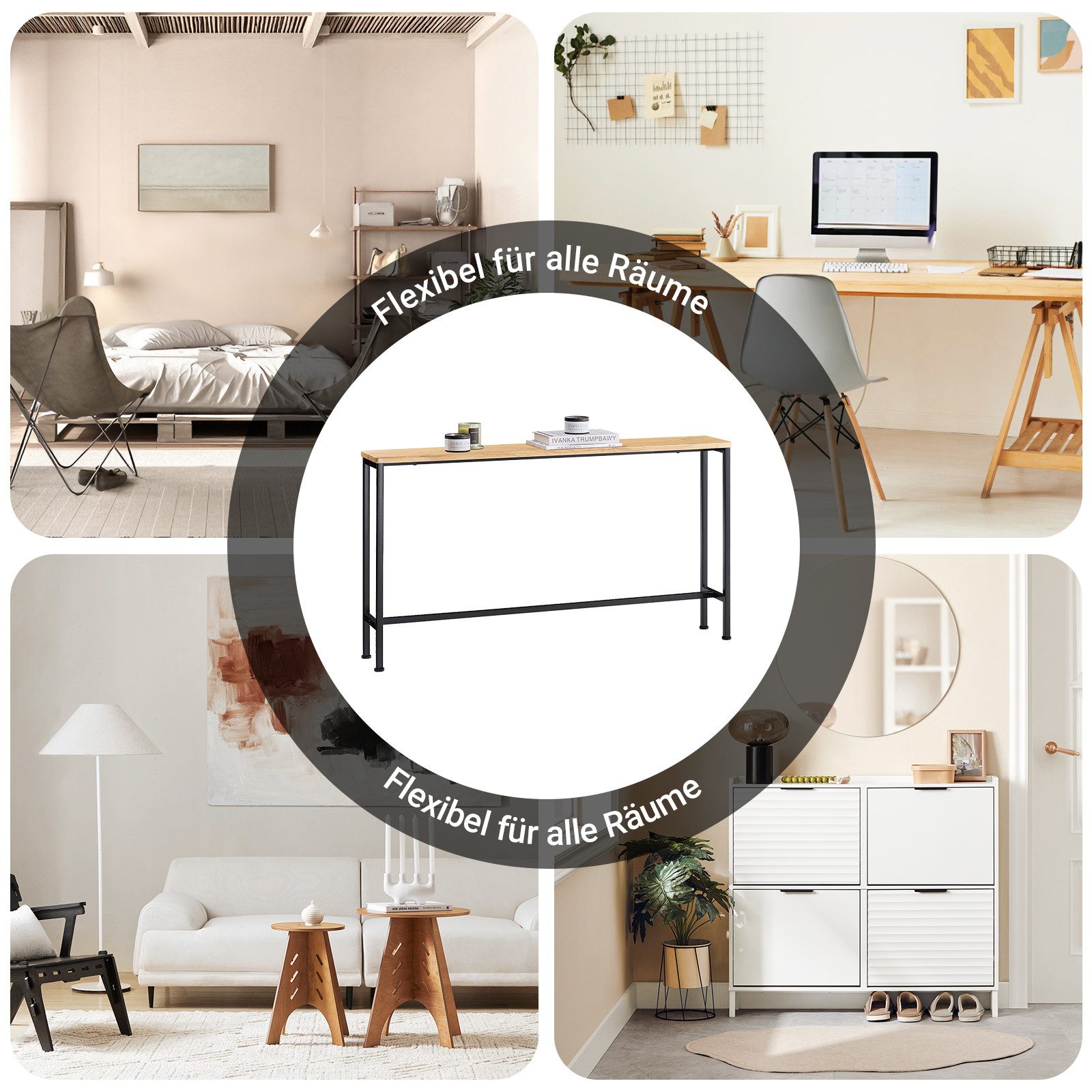 SoBuy Konsolentisch FSB19, Konsolentisch schmal, Sofatisch, Wohnzimmer Flur Büro, Konsolentisch Flurtisch Sideboard Beistelltisch Vintage