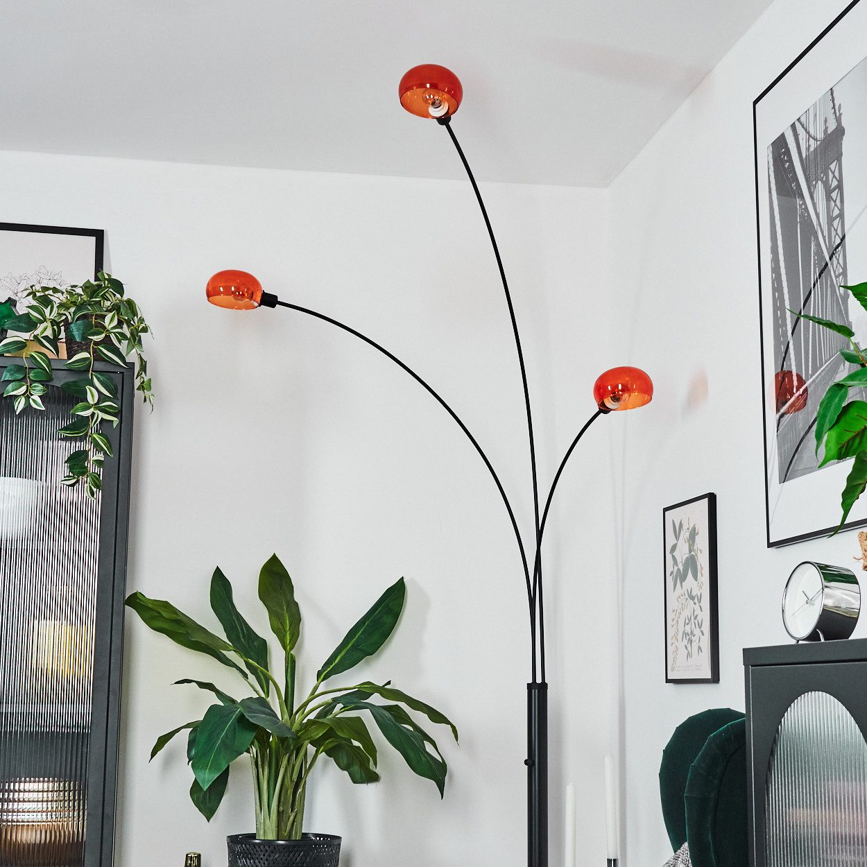 hofstein Stehlampe Stehlampe aus Metall in Schwarz/Orange im Retro/Vintage- günstig online kaufen