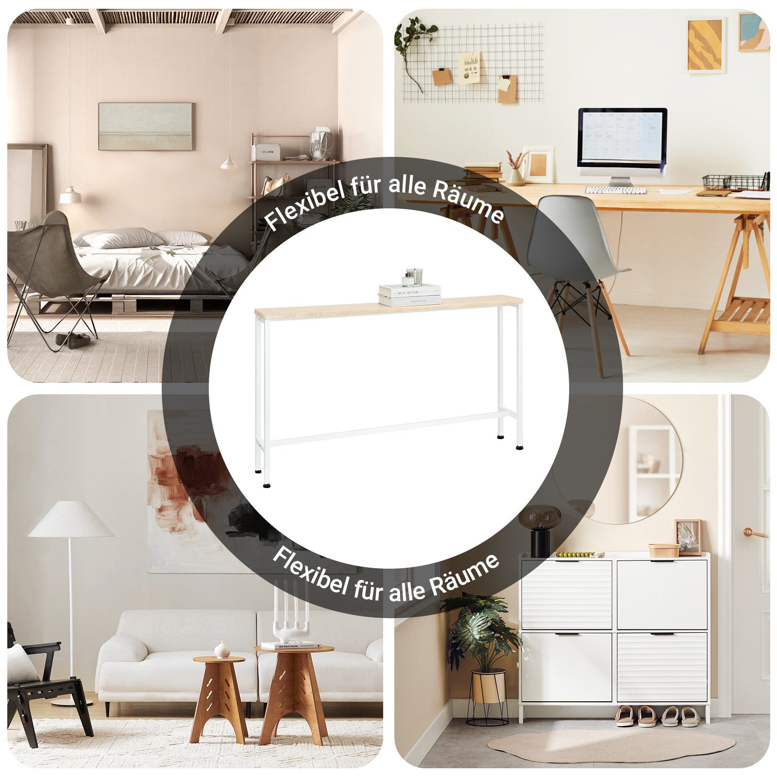 SoBuy Konsolentisch FSB19, Konsolentisch schmal, Sofatisch, Wohnzimmer Flur Büro, Konsolentisch Flurtisch Sideboard Beistelltisch Vintage